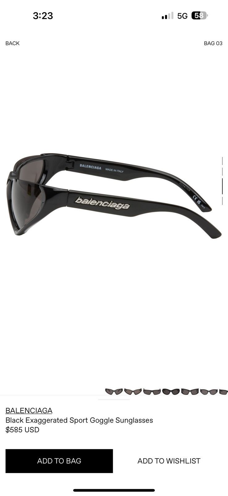 Balenciaga Black Exaggerated Sport Goggle Sunglasses Size ONE SIZE - 2 Thumbnail