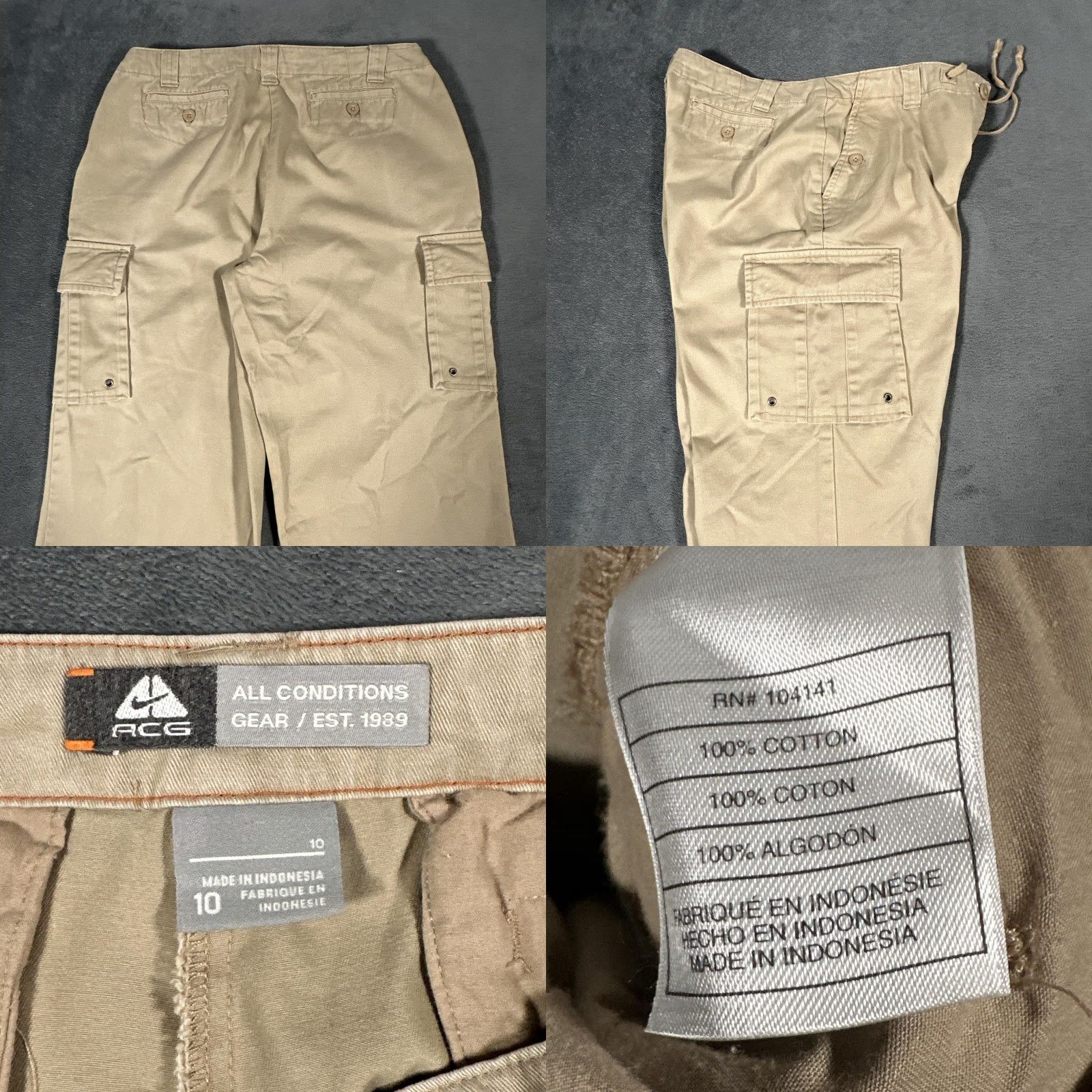 Nike VINTAGE Nike ACG Pants Womens 10 Beige Cargo All Conditions Gear Convertible Hiking Size 32" / US 10 / IT 46 - 9 Thumbnail