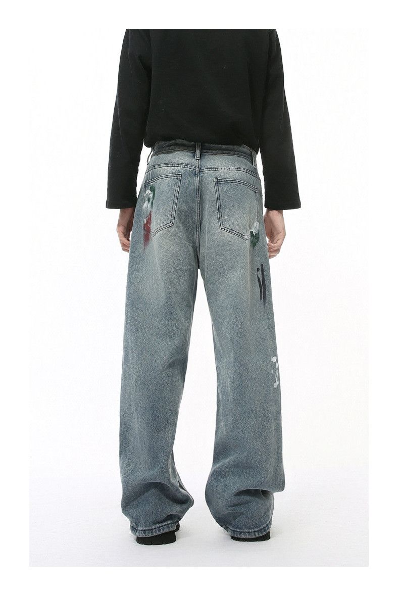 Japanese Brand × Jean Japanese retro heavy graffiti straight loose jeans Size US 32 / EU 48 - 5 Thumbnail