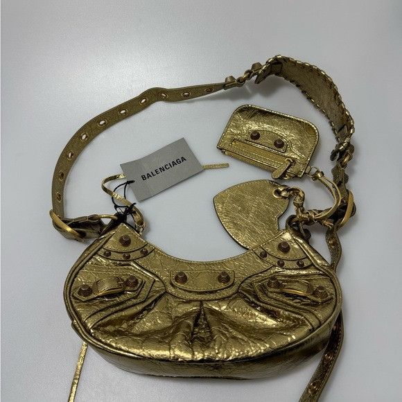 Balenciaga BALENCIAGA XS Le Cagole Metallic Gold Calfskin Shoulder Bag Size ONE SIZE - 2 Thumbnail