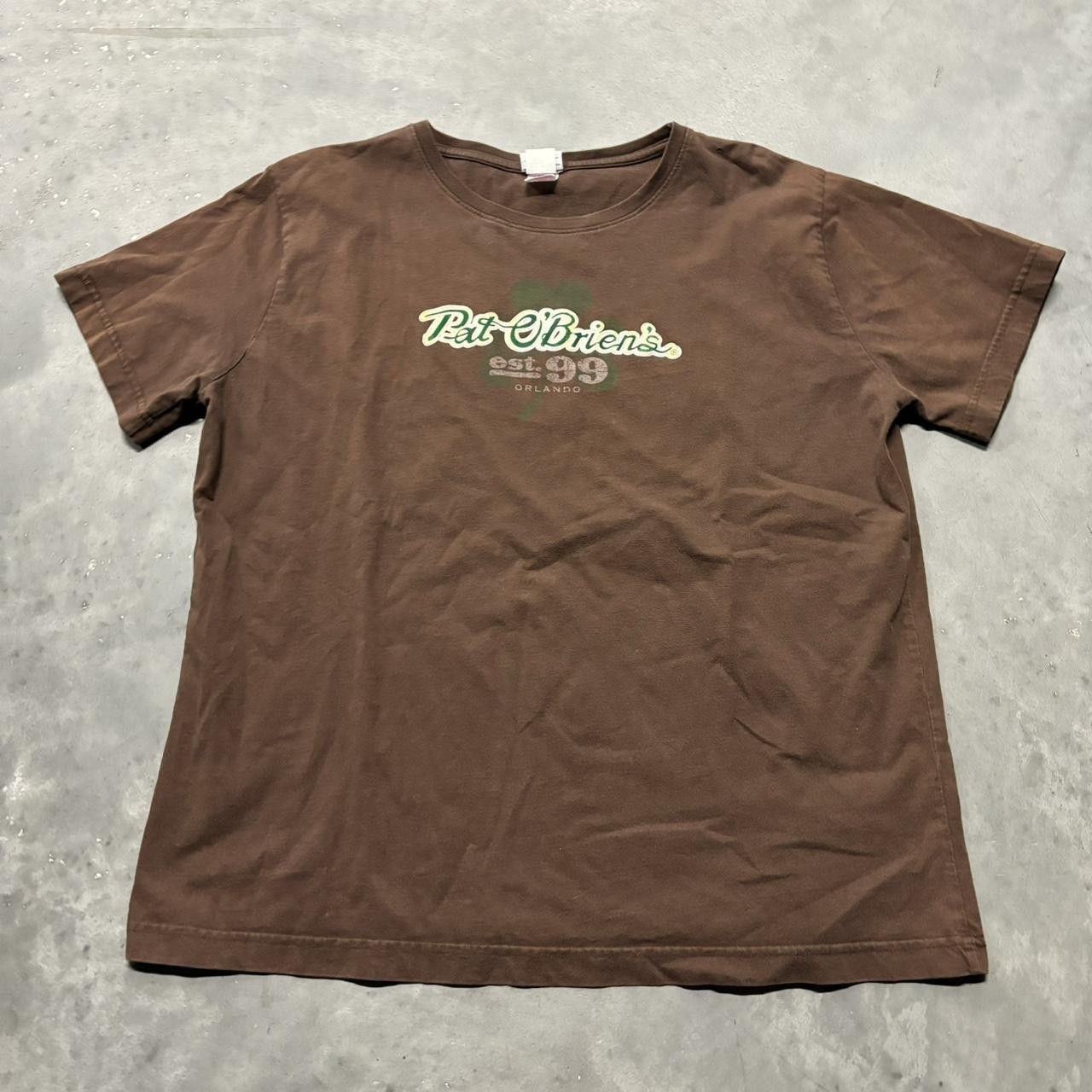 Japanese Brand × Vintage Crazy Vintage Y2K/2000s Brown Universal Pat O’Briens Cute Essential Tee! Size XL / US 12-14 / IT 48-50 - 1 Thumbnail