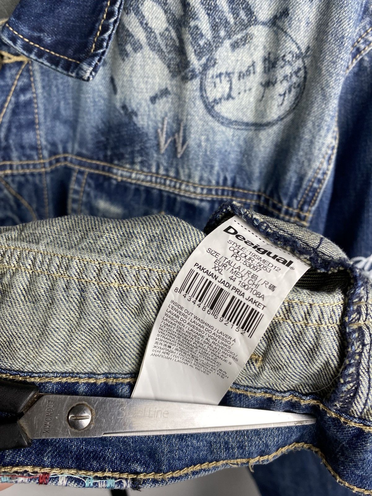 Desigual × Japanese Brand Vintage 90s Desigual patchwork denim faded jacket Size XXL / US 16-18 / IT 52-54 - 7 Thumbnail