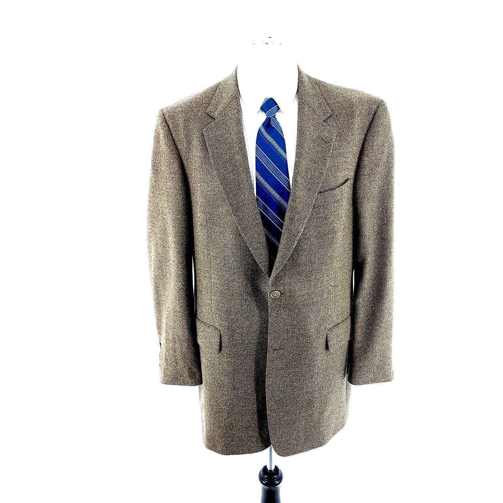 Daniel Cremieux Daniel Cremieux Tweed Wool 2 Button Sport Coat 42L Tan Gray Size 42L - 3 Thumbnail