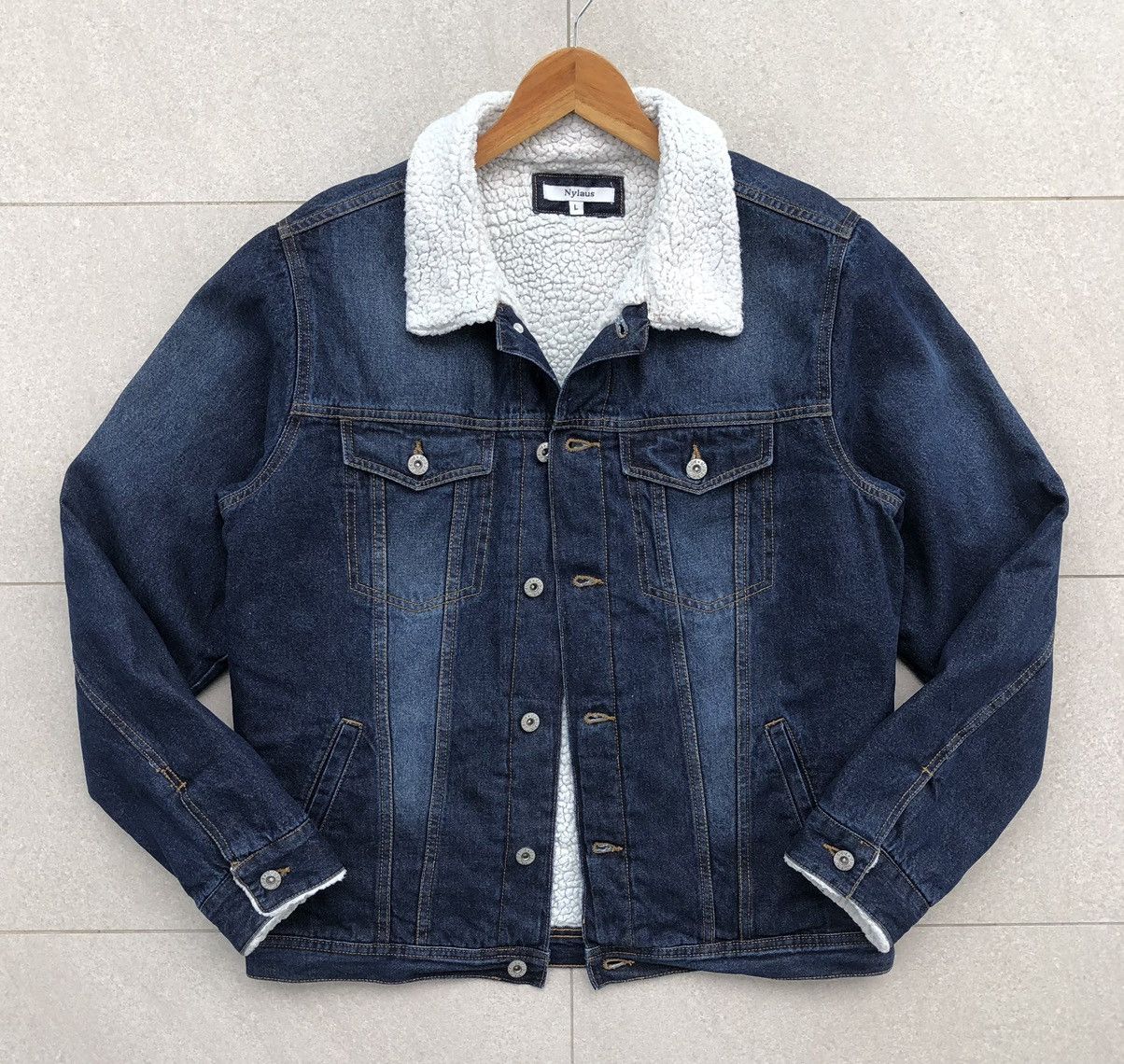 Japanese Brand Nylous Denim Sherpa Trucker Jacket Size US L / EU 52-54 / 3 - 16 Thumbnail