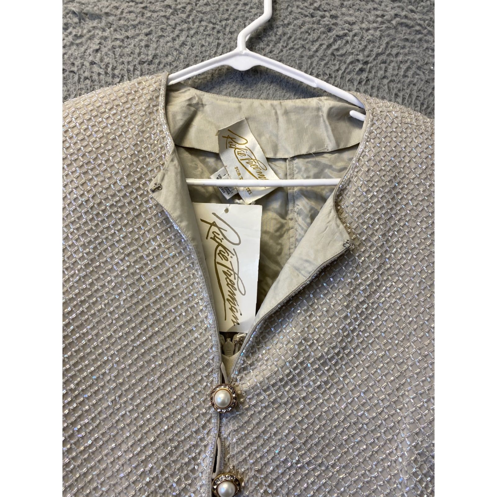 Vintage Ricke Freeman Suit Women Sz 8 Tan 2PCs Long Sleeve Blazer & Dress Set/ 32-88 Size M / US 6-8 / IT 42-44 - 4 Thumbnail