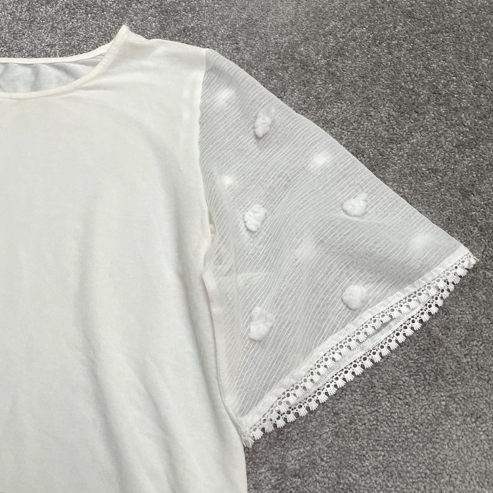 Vintage Unbranded Blouse Womens 2XL White Crew Neck Sheer Short Sleeve Stretch Casual Shirt Ladies Black Friday Style Size XXL / US 16-18 / IT 52-54 - 3 Thumbnail