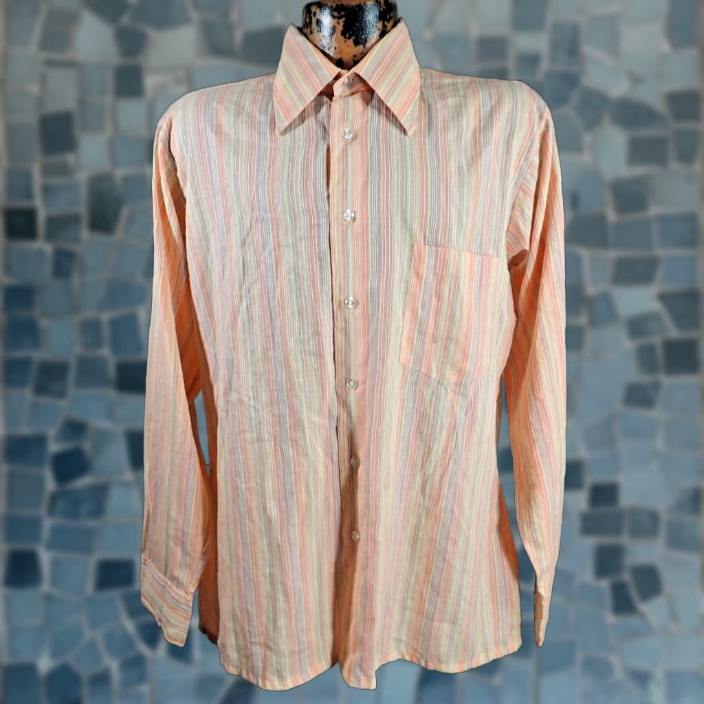 Arrow VINTAGE Arrow Kent Collection Shirt Mens L 60s 70s Sanforized Striped Collared Button-Up Kent Collection Size US L / EU 52-54 / 3 - 1 Thumbnail