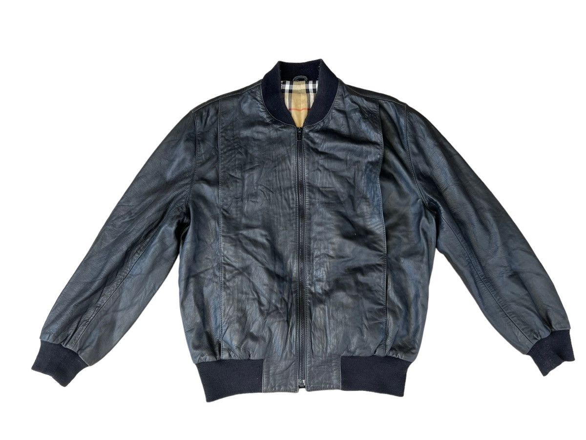 Burberry Vintage Burberrys’ England Black Leather Bomber Jacket Size US L / EU 52-54 / 3 - 1 Thumbnail