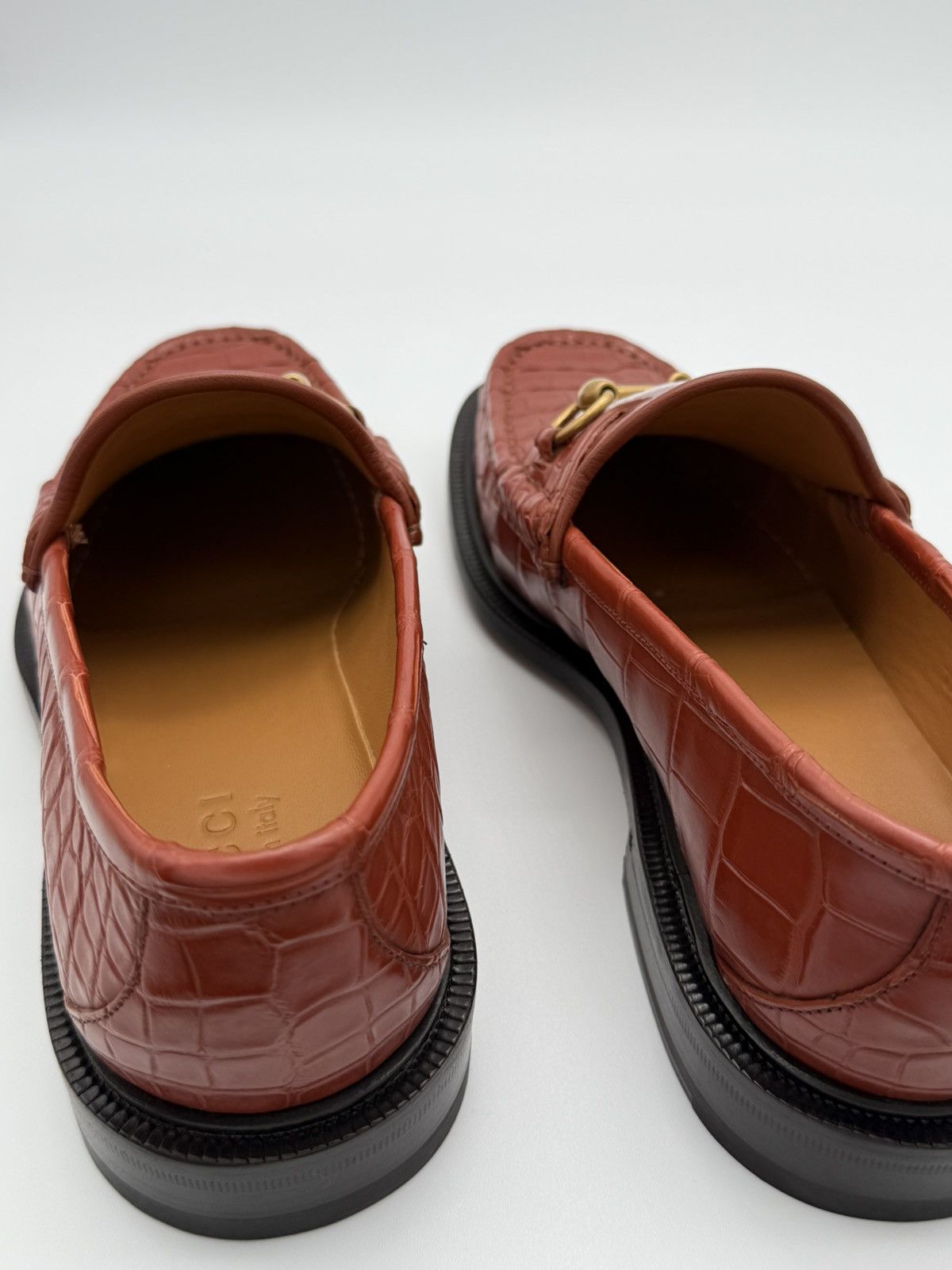 Gucci Gucci Men’s Crocodile Horsebit Loafers Amber Size 8 US NWT Size US 8 / EU 41 - 10 Thumbnail
