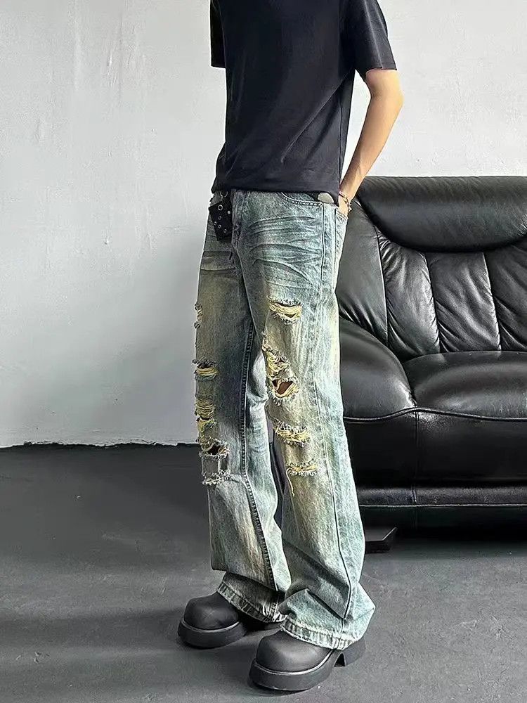 Designer × Japanese Brand Ripped and washed micro flare jeans Size US 32 / EU 48 - 2 Thumbnail