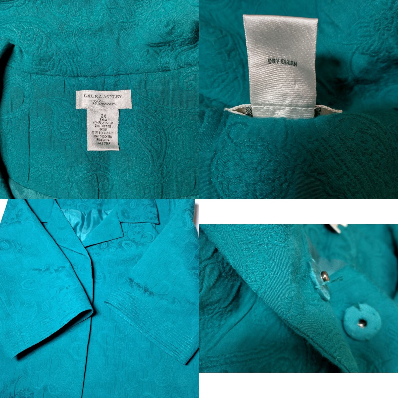 Laura Ashley Laura Ashley Kimono Blazer Jacket 2X Blue Teal Paisley Tapestry Floral Satin Lining Short 3/4 Sleeve Snap Door Size XXL / US 16-18 / IT 52-54 - 8 Thumbnail