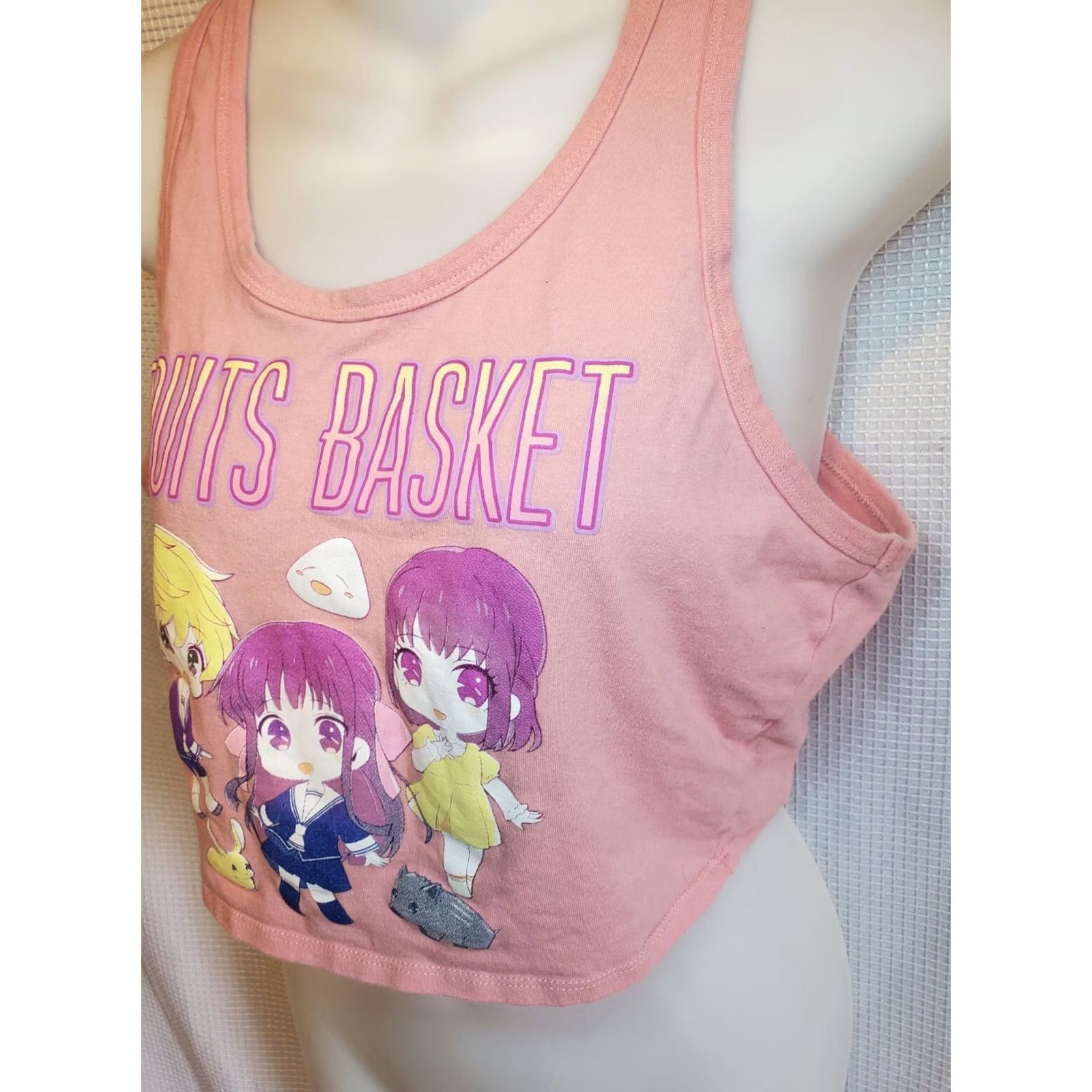 Hot Topic VINTAGE Hot Topic Womens Tank Top Cropped Anime Pink Medium Shirt Womens M Tank Cropped Anime Graphic Print Casual Summer Spring Kum Size M / US 6-8 / IT 42-44 - 3 Thumbnail