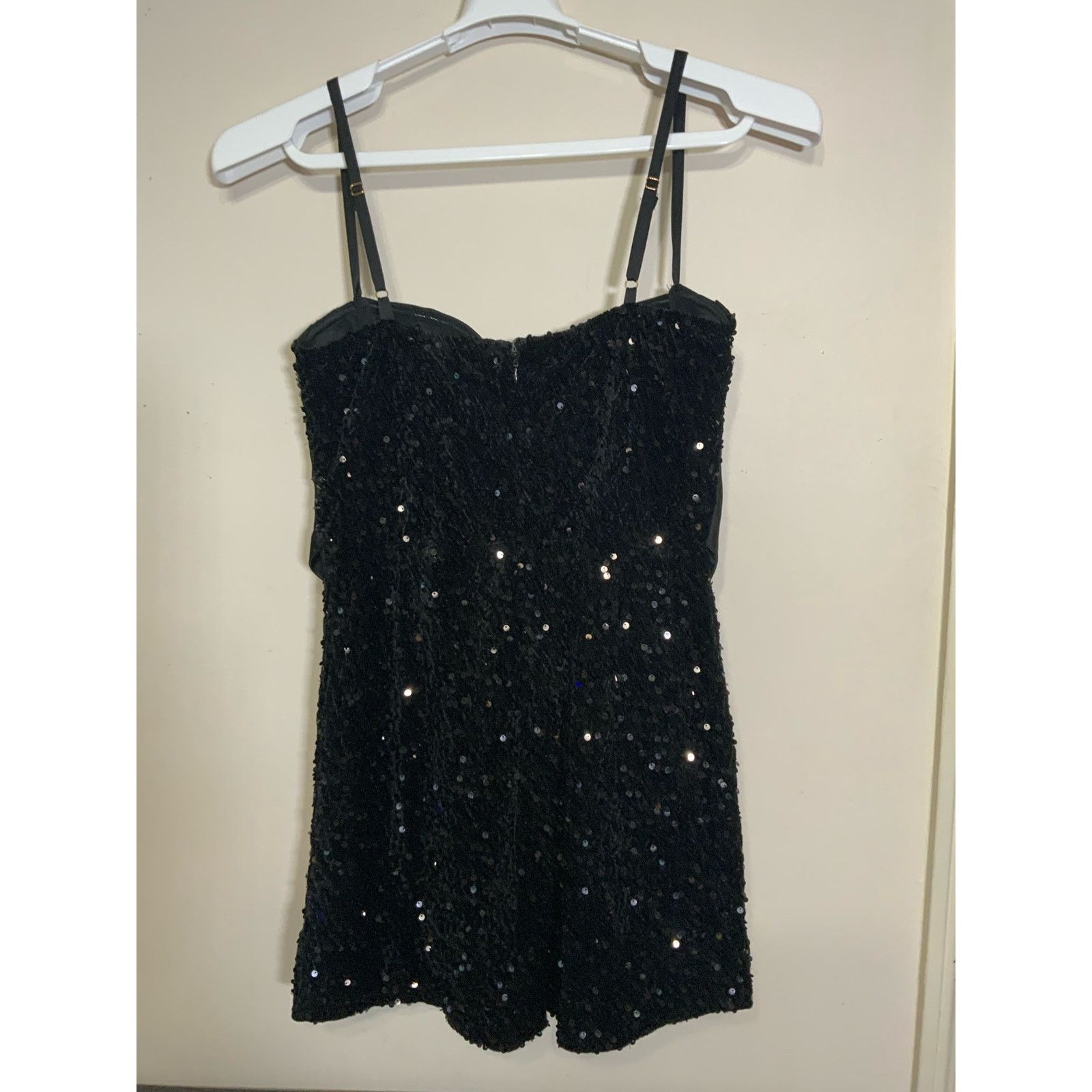 Fashion Nova Black Sequins Cocktail Mini Dress for Women L