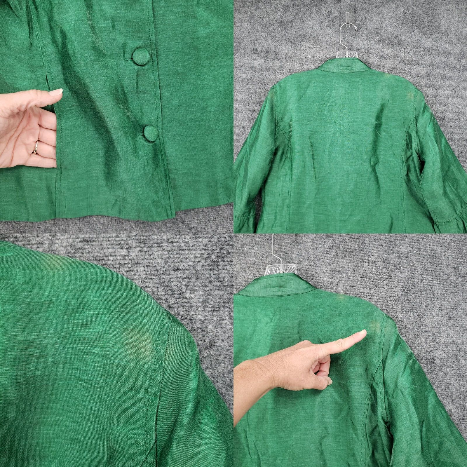 Vintage Chicos Jacket Womens M Medium Green Button Up Linen Long Sleeve Classic Size M / US 6-8 / IT 42-44 - 8 Thumbnail