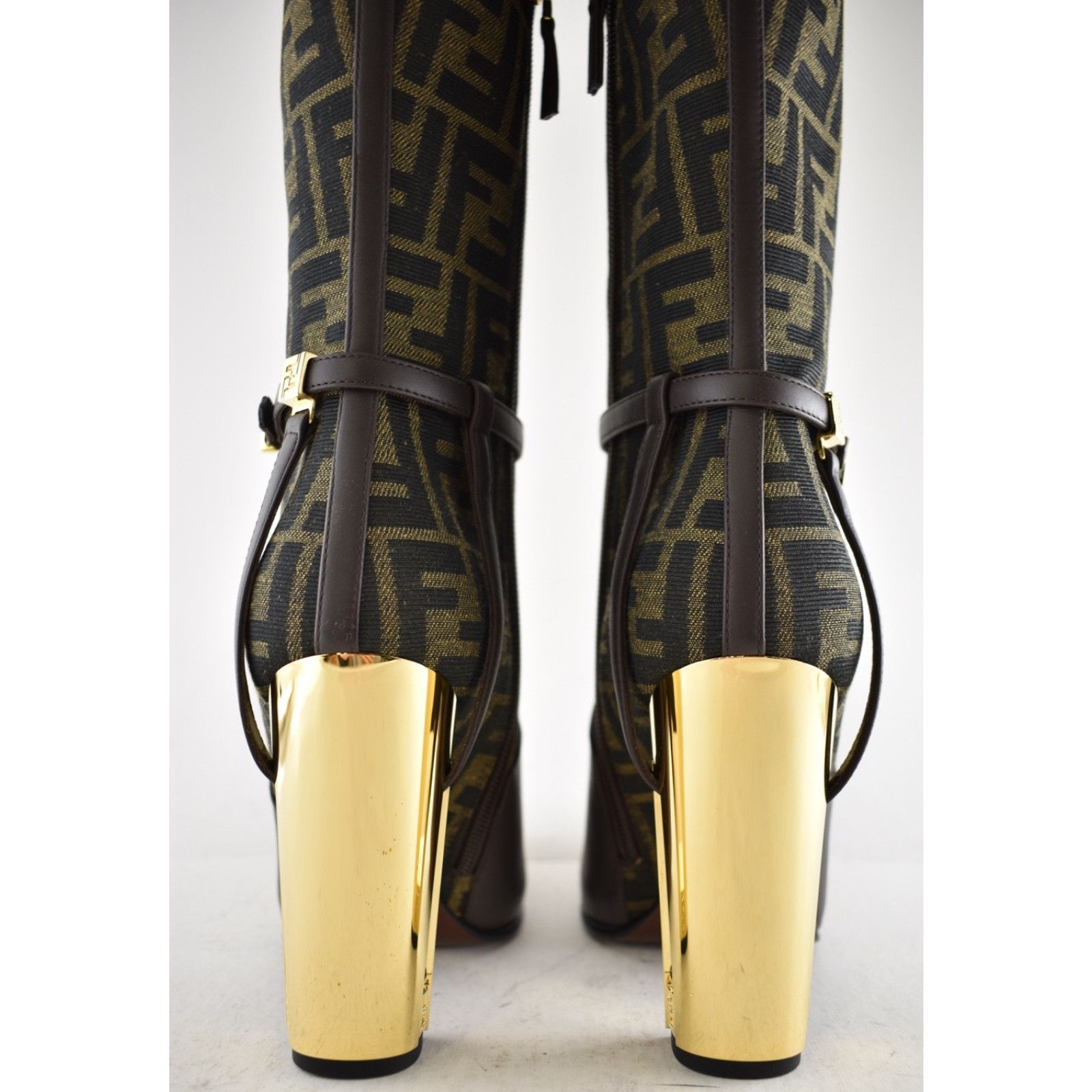 Fendi Fendi 105mm Traced Brown Leather Monogram FF Logo Size US 7 / IT 37 - 20 Thumbnail