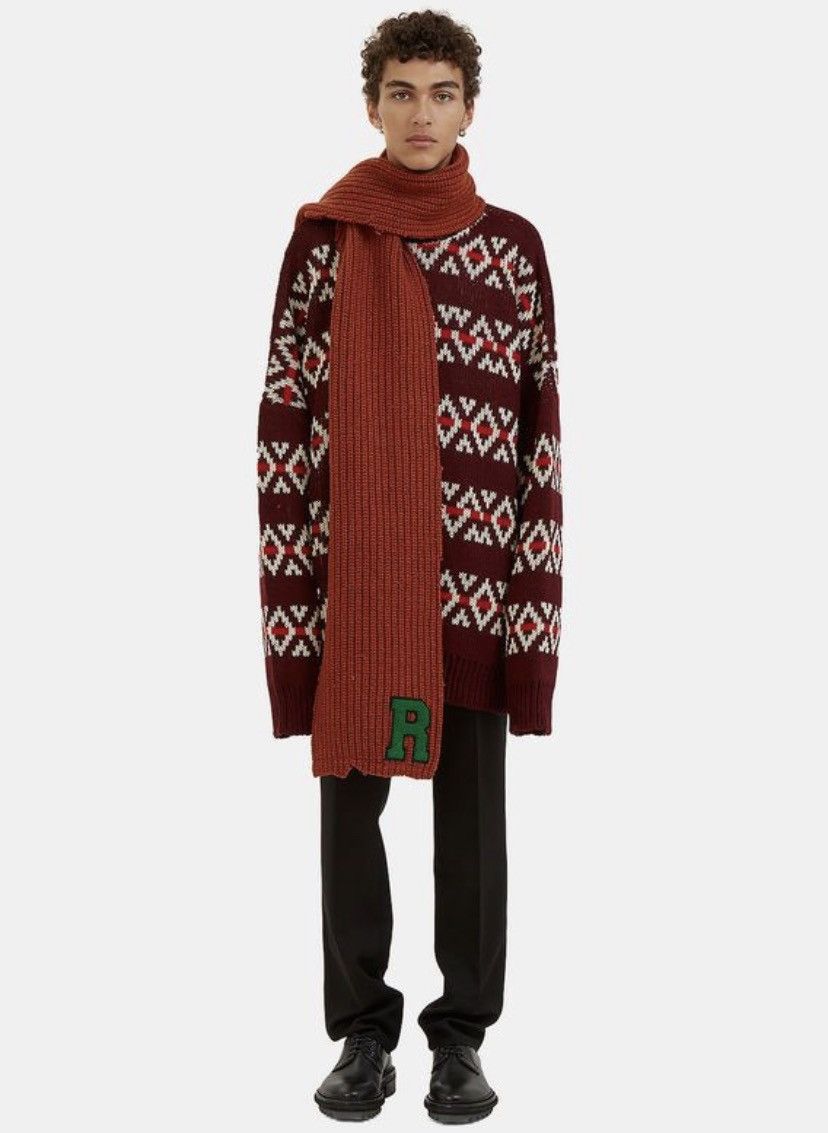 Raf Simons RAF SIMONS AW16 DISTRESSED “R” VARSITY PATCHED SCARF Size ONE SIZE - 7 Thumbnail