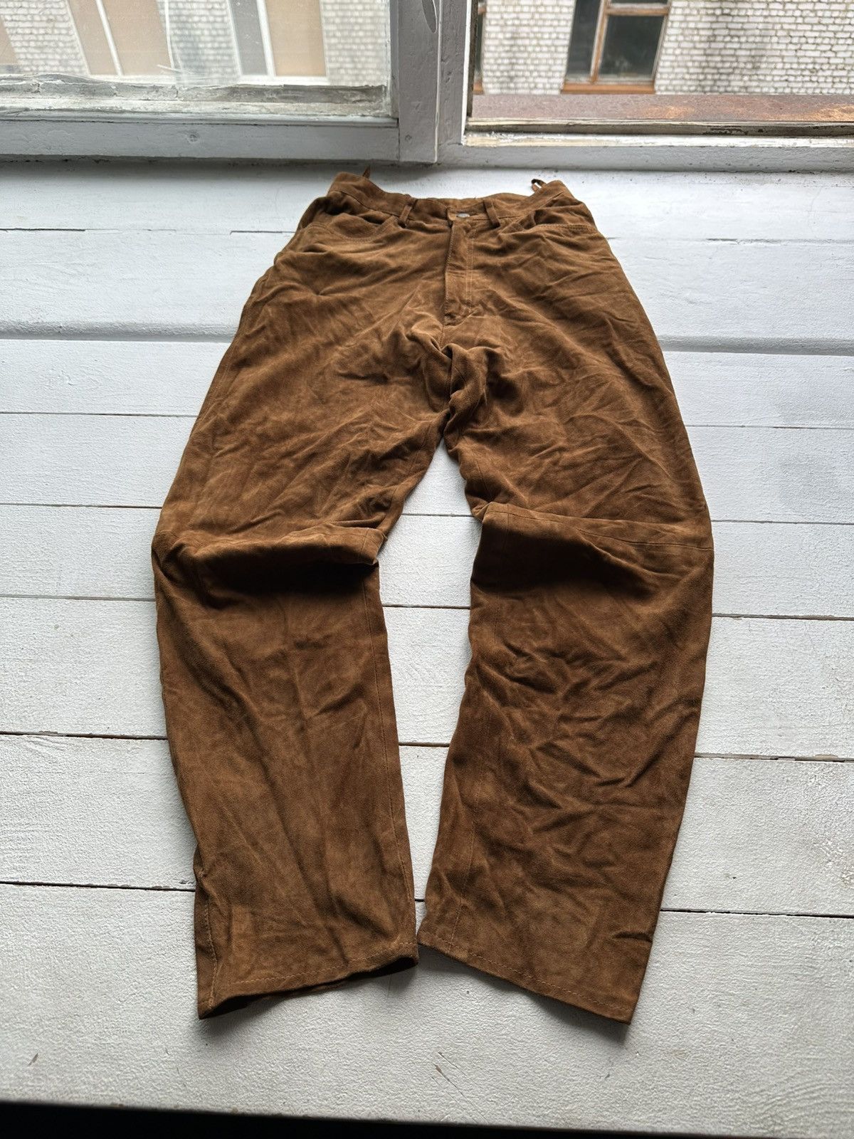 Leather 🚨Vintage leather pants motorcycles BROWN LUXURY Y2K Size 26" / US 2 / IT 38 - 1 Thumbnail