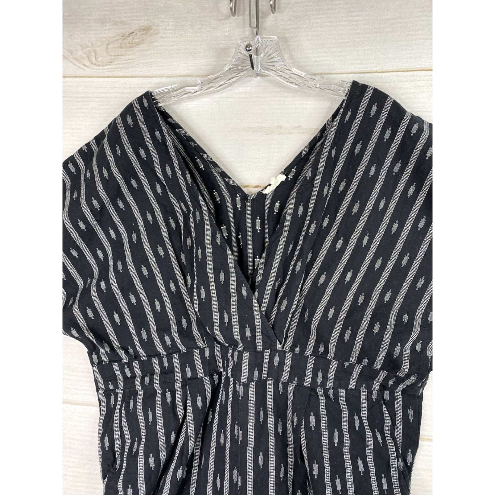 Vintage World Market Jumpsuit S Striped Black Dolman Sleeve V-Neck Casual Women’s One-Piece Beach Bohemian 90s Theme Size 28" / US 6 / IT 42 - 2 Thumbnail