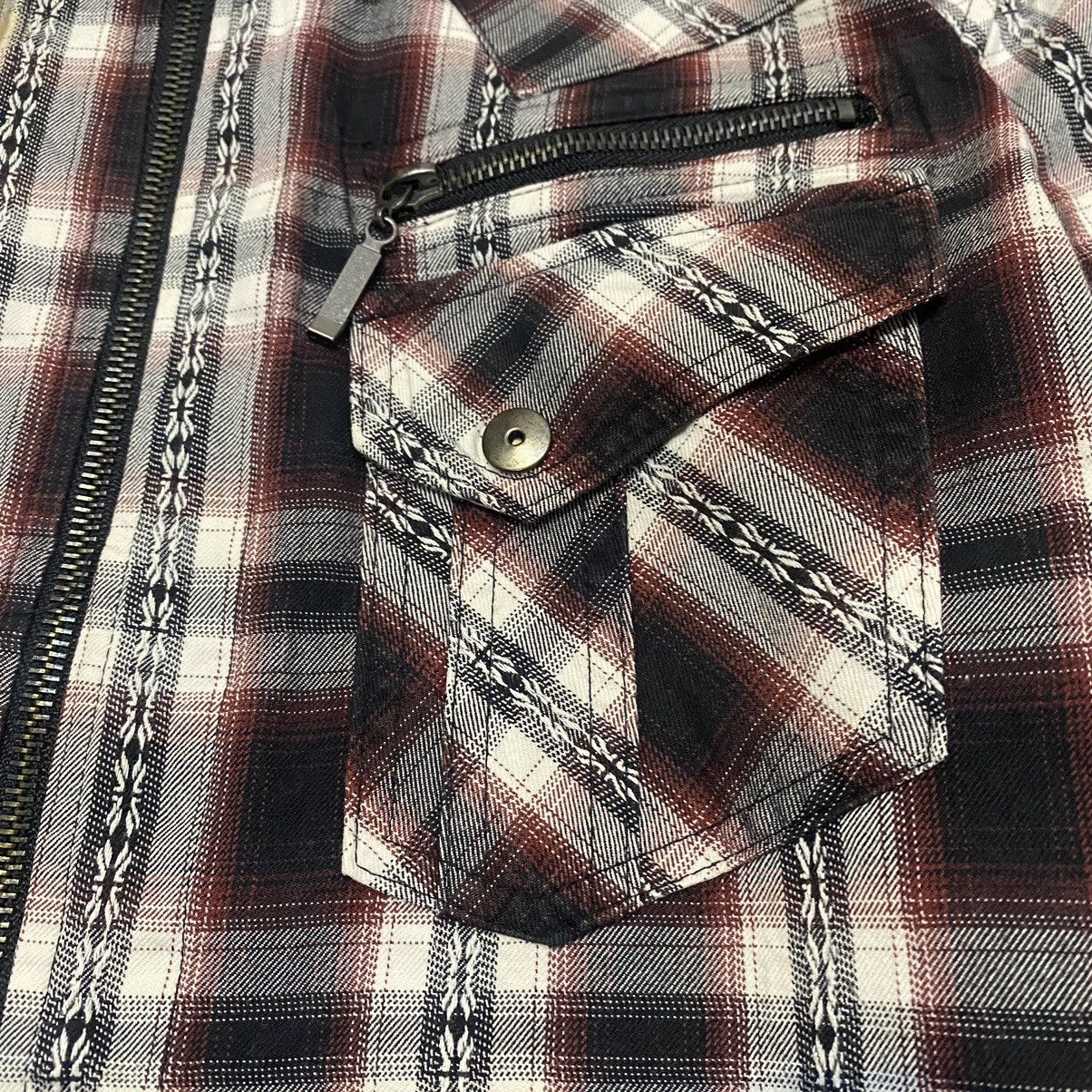 Japanese Brand 2000s Omko£ Vkei Style Bondage Zip Up Flannel Shirt Size US M / EU 48-50 / 2 - 6 Thumbnail