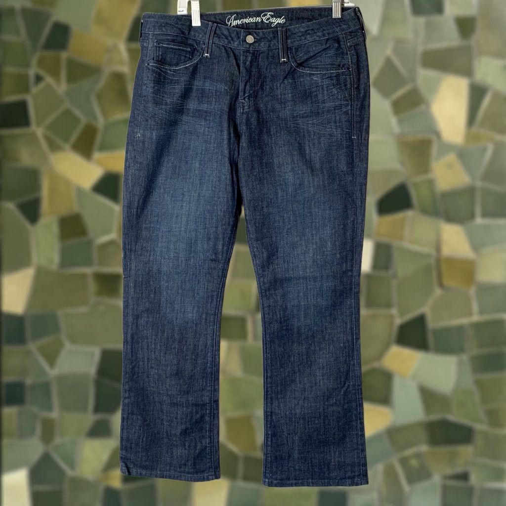 American Eagle Outfitters American Eagle Jeans Women's Size 14 Blue True Boot Hippie Y2K Cowgirl Western Jeans Ladies 14 Blue Denim Cotton Blend Regular Fit Vintage: No Size 36" / US 14 / IT 50 - 1 Thumbnail