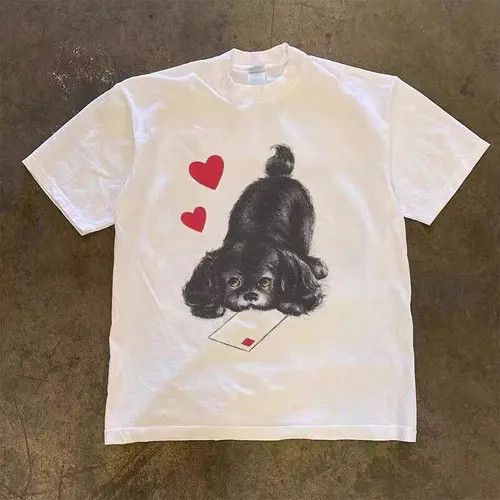 Other Hip Hop Send A Love Letter Puppy Print Short Sleeve T-Shirt Size US XL / EU 56 / 4 - 1 Thumbnail