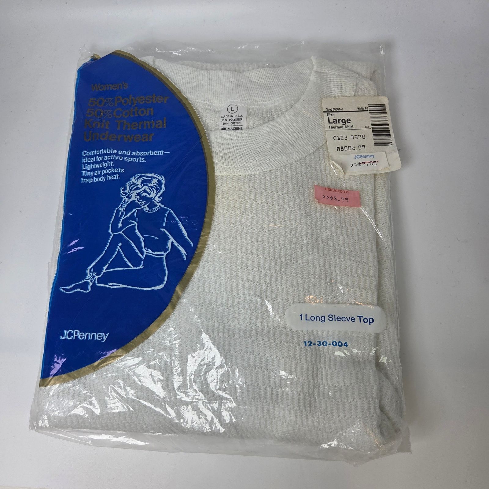 JCPenney JCPenney Vintage Thermal Shirt USA Made Waffle Knit NOS Size L / US 10 / IT 46 - 1 Thumbnail