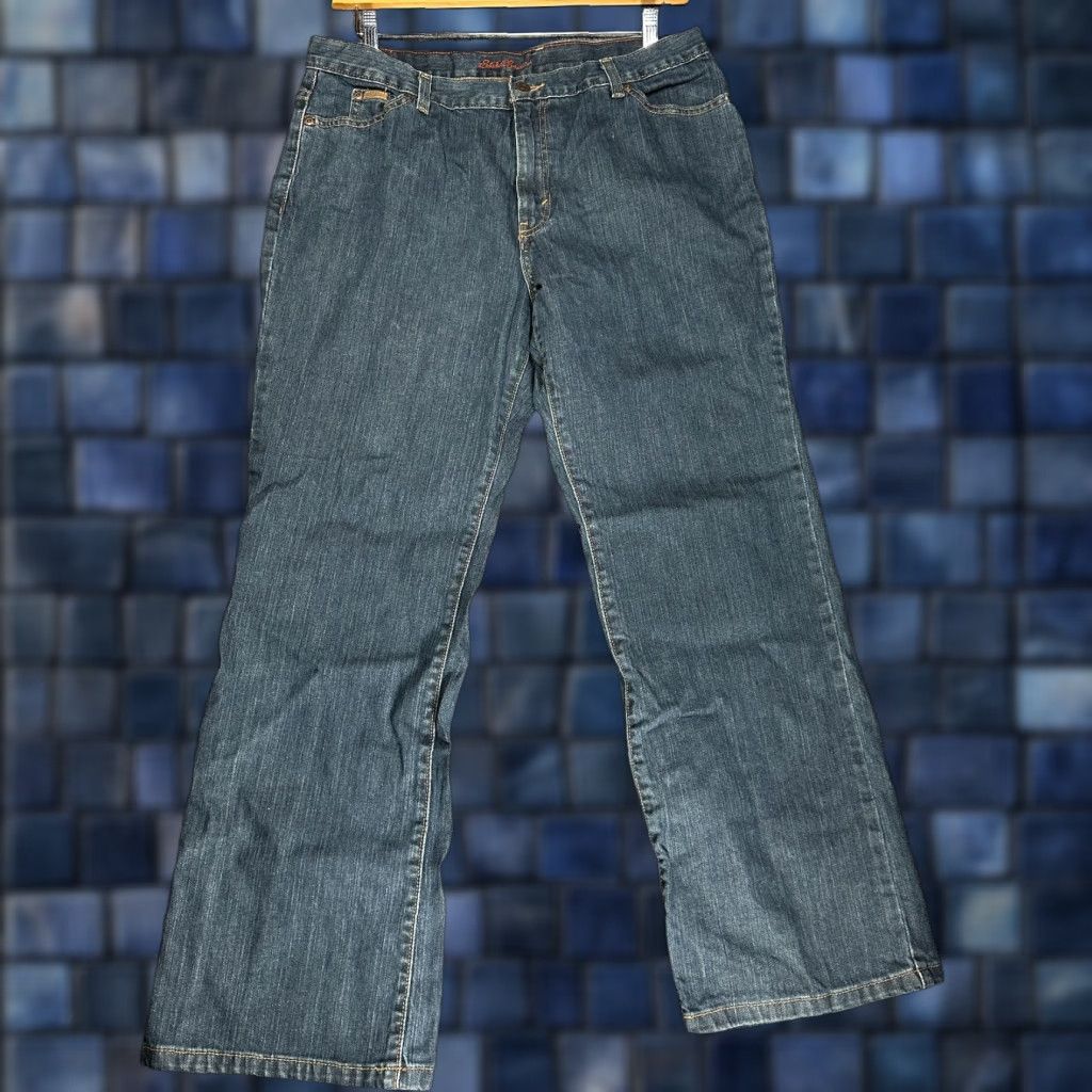 Eddie Bauer VINTAGE? No — Eddie Bauer Jeans Women? 16 Cotton Stretch 5-Pocket Five-Pocket Zipper Regular Straight Blue Denim Size 38" / US 16 / IT 52 - 1 Thumbnail