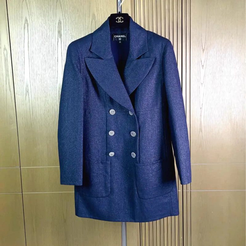 Chanel Chanel Wool Blend Long Sleeve Dress in Navy 0089 Size S / US 4 / IT 40 - 1 Thumbnail
