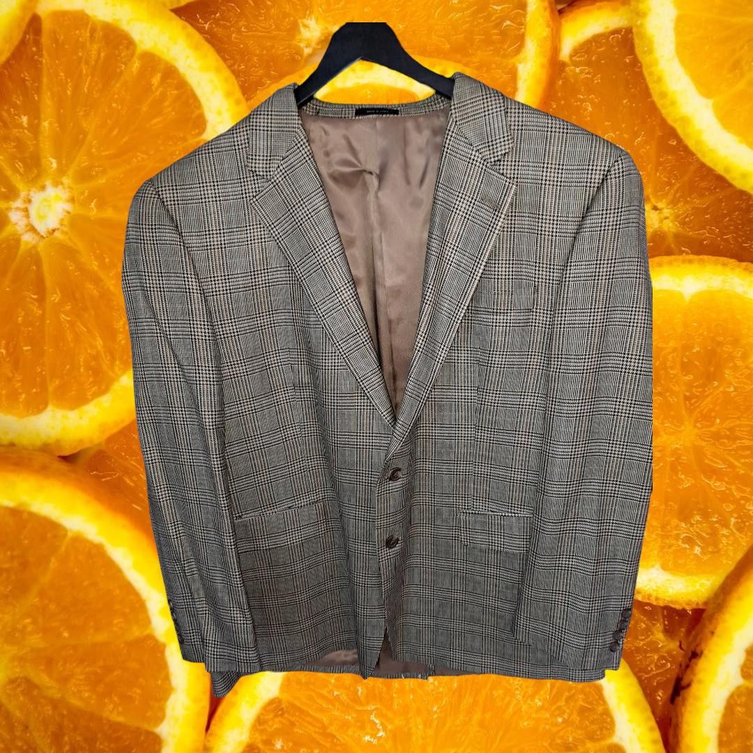 Chaps Chaps 100% Silk Tan and Black Plaid Blazer Size 46R Size 46R - 1 Thumbnail