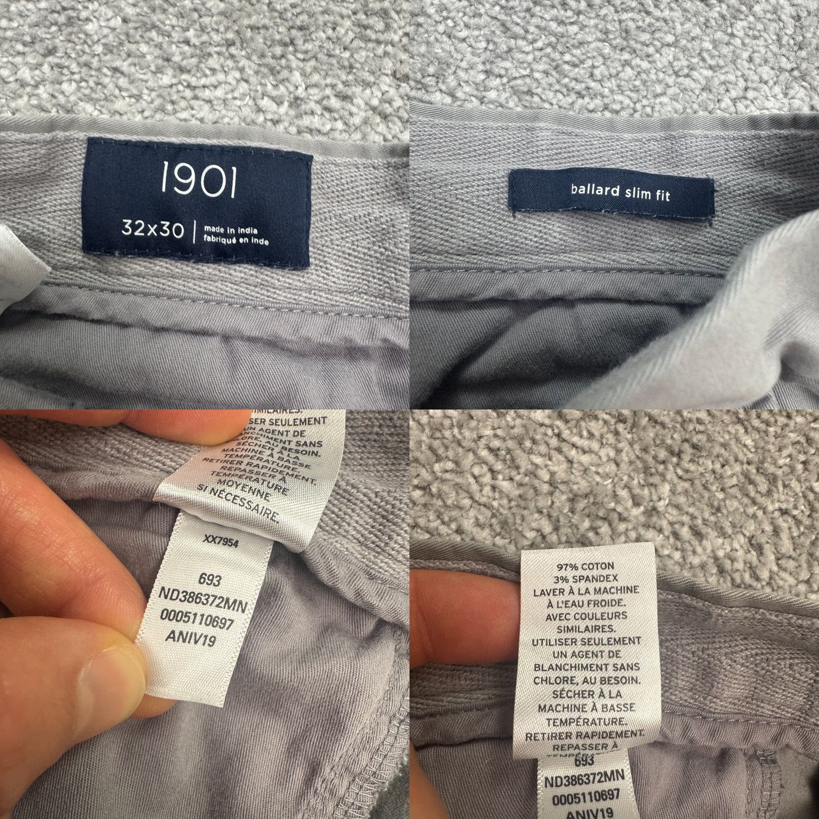 Nordstrom Nordstrom 1901 Stable Slim Fit Chino Pants Mens 32x30 Gray Straight Leg Stretch Size US 32 / EU 48 - 8 Thumbnail