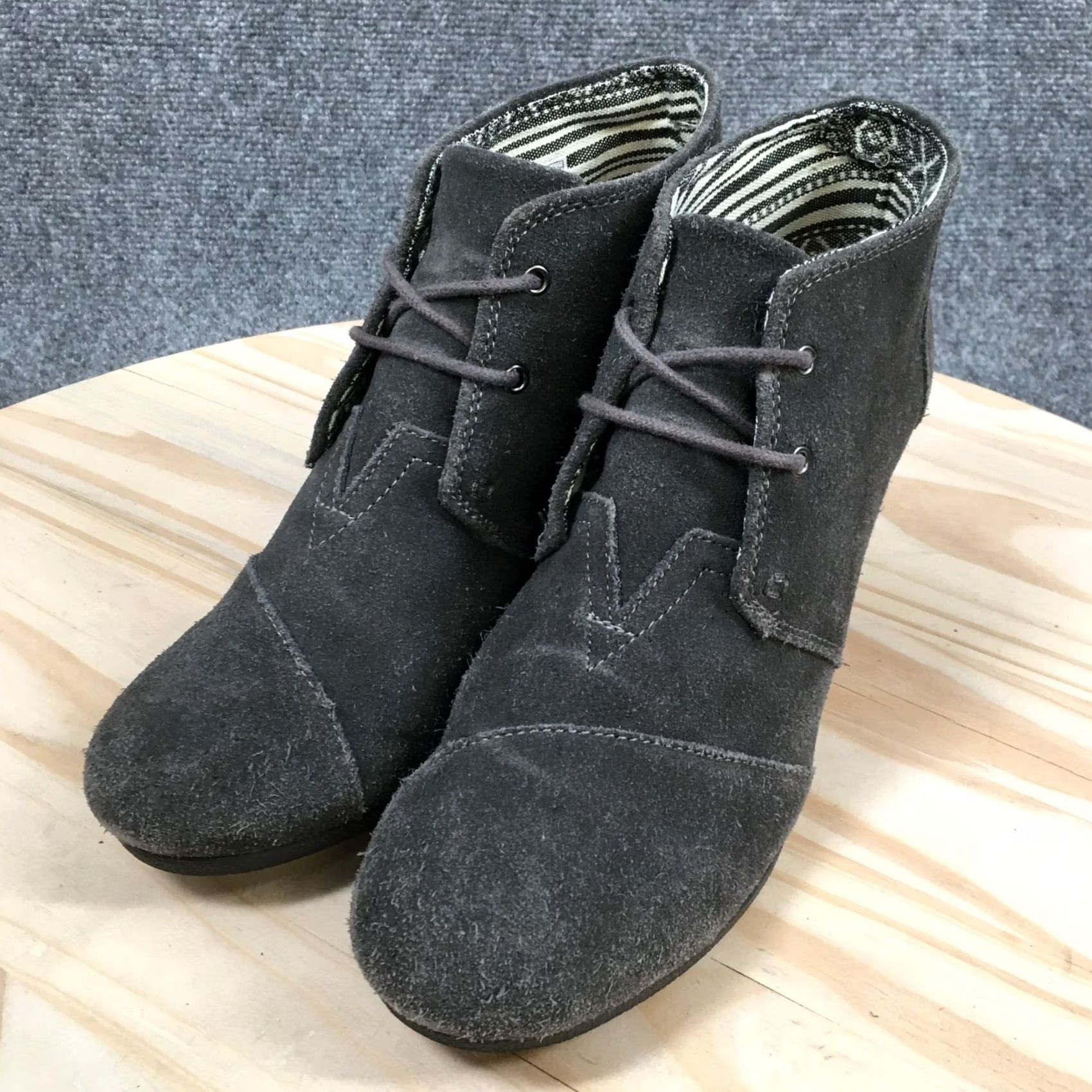 Toms TOMS Womens 9.5 Desert Gray Lace Up Casual Ankle Wedge Heels 300515 - Great Condition Size L / US 10 / IT 46 - 4 Thumbnail
