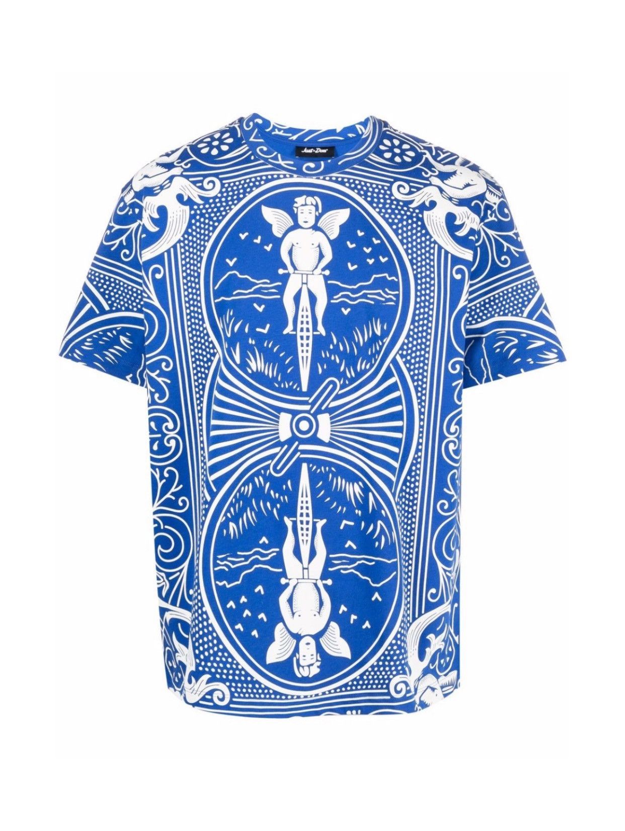image of Just Don Bicycle Graphic T-Shirt in Blue, Men's (Size Medium)