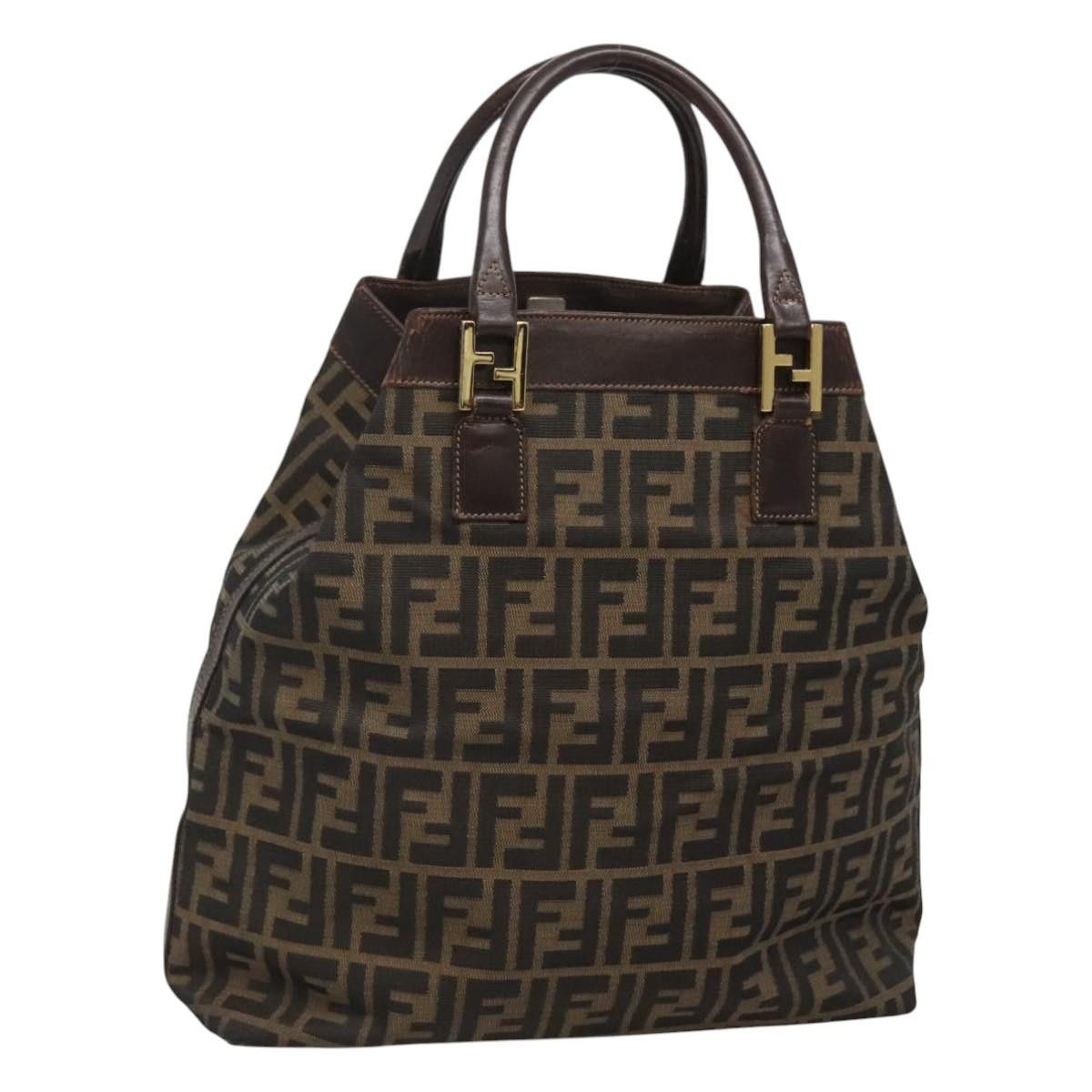 Fendi Zucca Canvas Tote Bag Black Brown Gold Auth Bs24709 in Black/Brown/Gold, Women's