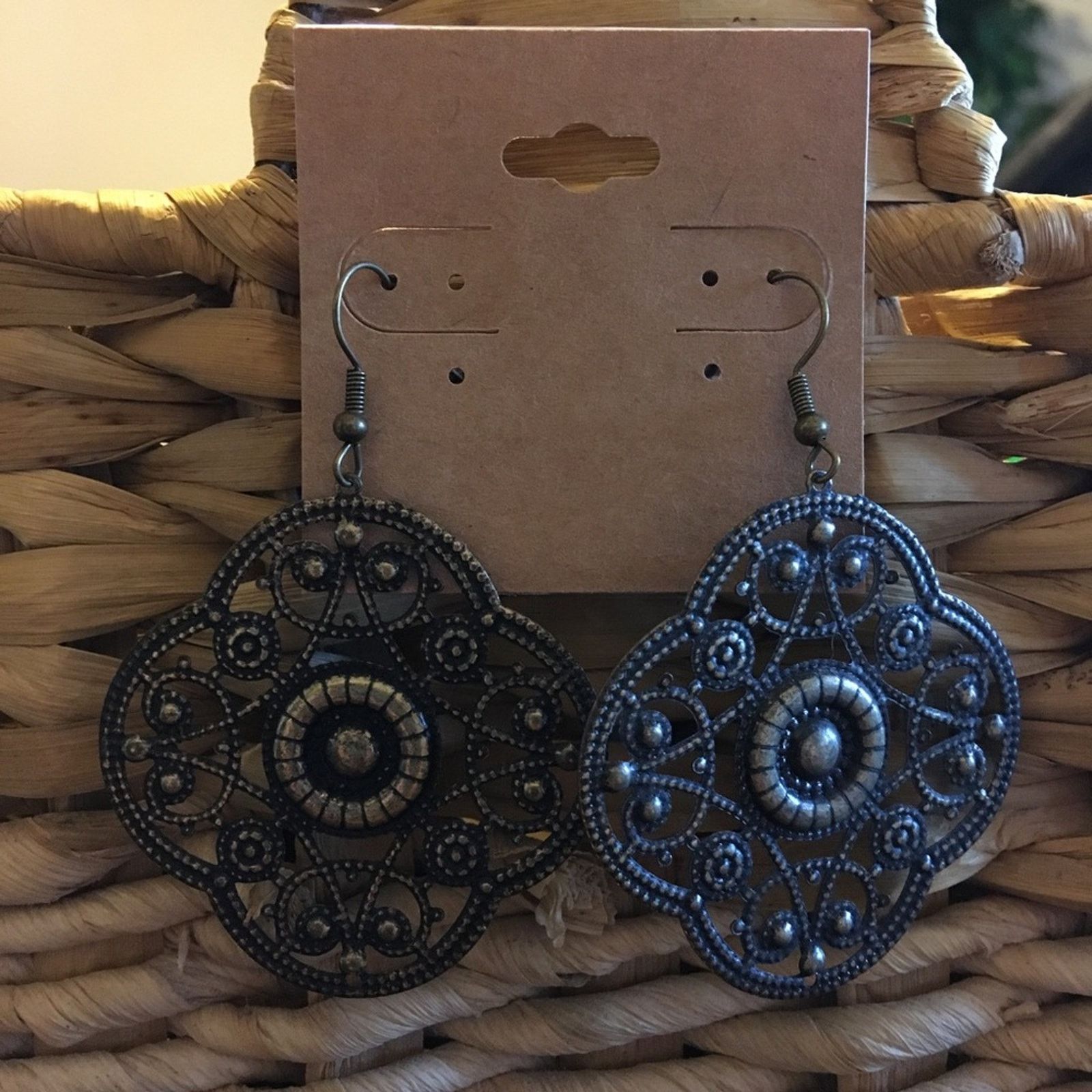 Jewelry Large brass tone filigree disc pierced earrings Size ONE SIZE - 3 Thumbnail