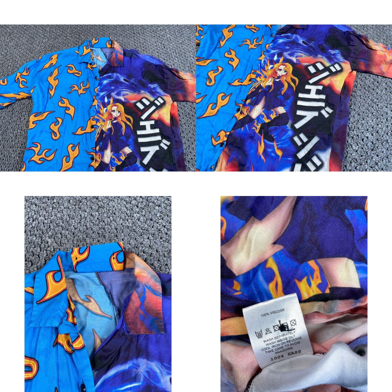 Jaded London Jaded London Anime Half Flame Shirt Women's Small Blue Colorful Viscose Retro Size S / US 4 / IT 40 - 8 Thumbnail