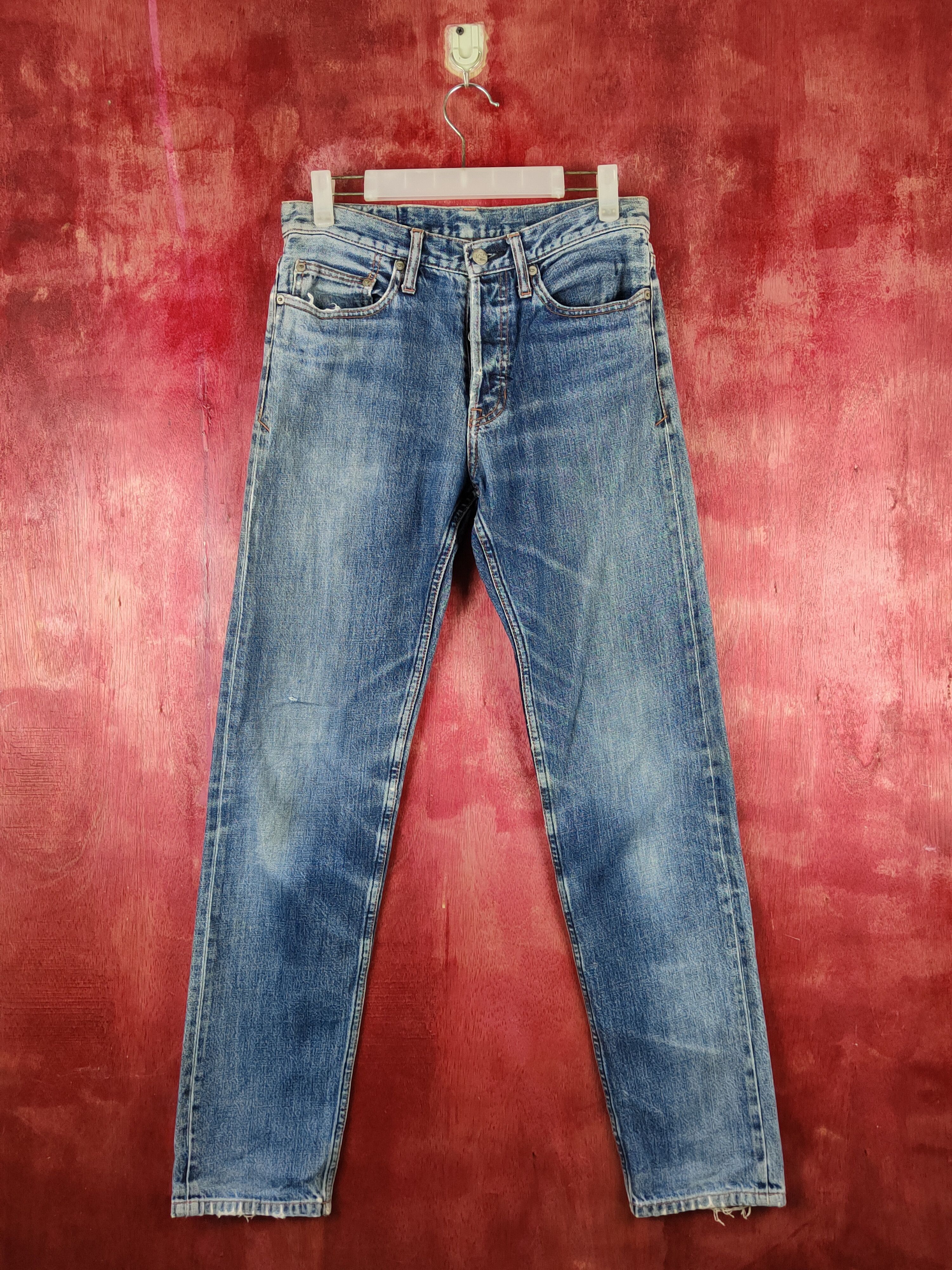 Japanese Brand Stooge&co Blue Distressed Ripped Jeans #S2218 Size US 29 - 1 Thumbnail