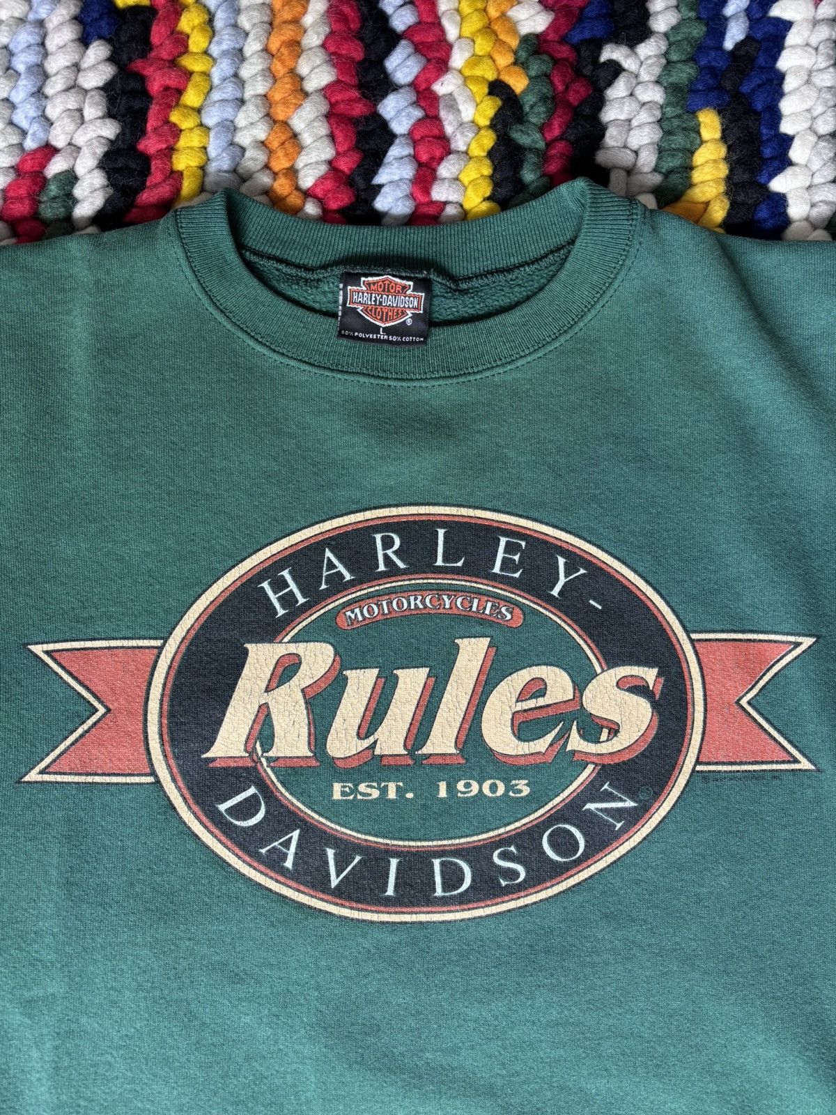 Harley Davidson × Vintage Vintage Harley Davidson Crewneck “Rules” Size US L / EU 52-54 / 3 - 3 Thumbnail