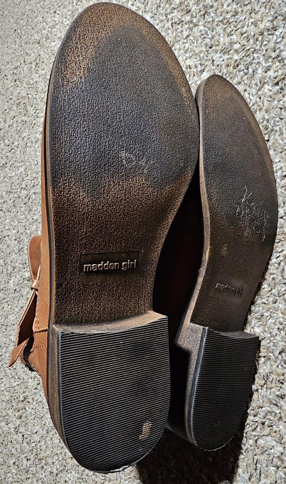 Designer Steve Madden Girl Brown Buckle Boots Zipper Sz 8M Temppt Size US 8 / IT 38 - 6 Thumbnail