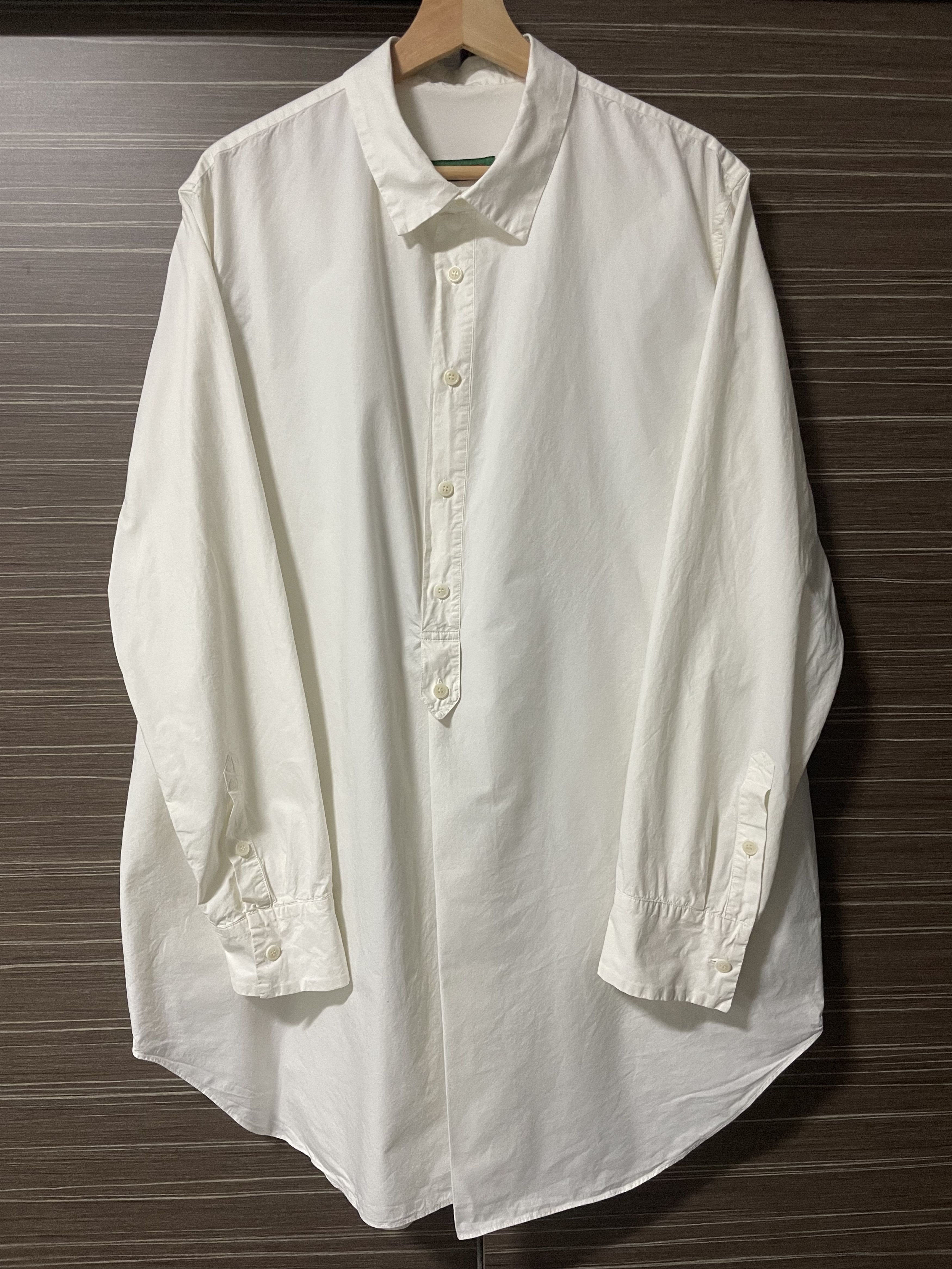 image of Casey Casey White Cotton Shirt, Men's (Size Medium)