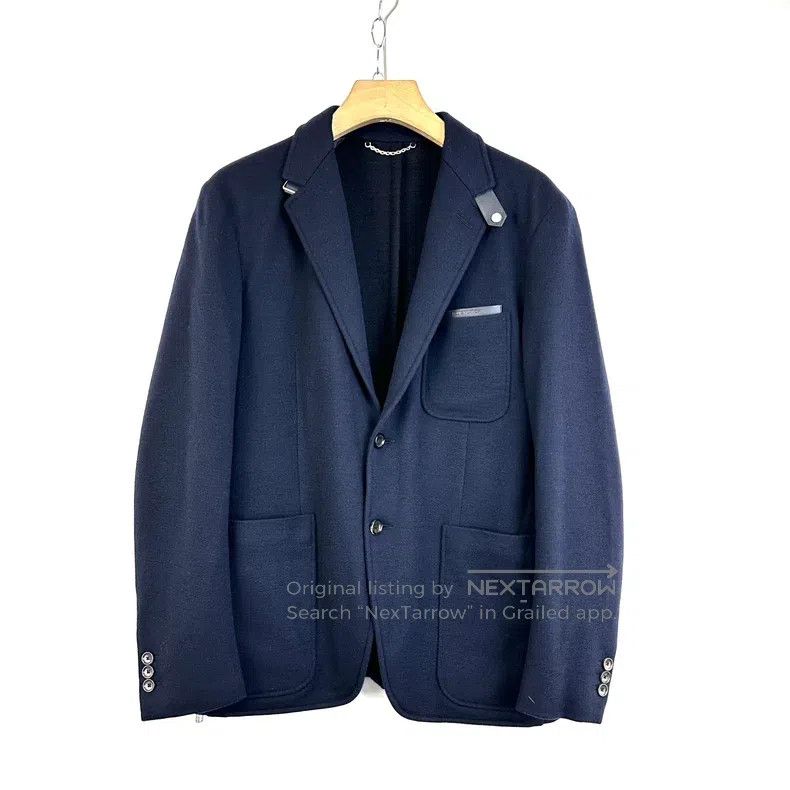 Louis Vuitton Louis Vuitton Navy V-Neck Leather Button jacket Size US M / EU 48-50 / 2 - 1 Thumbnail