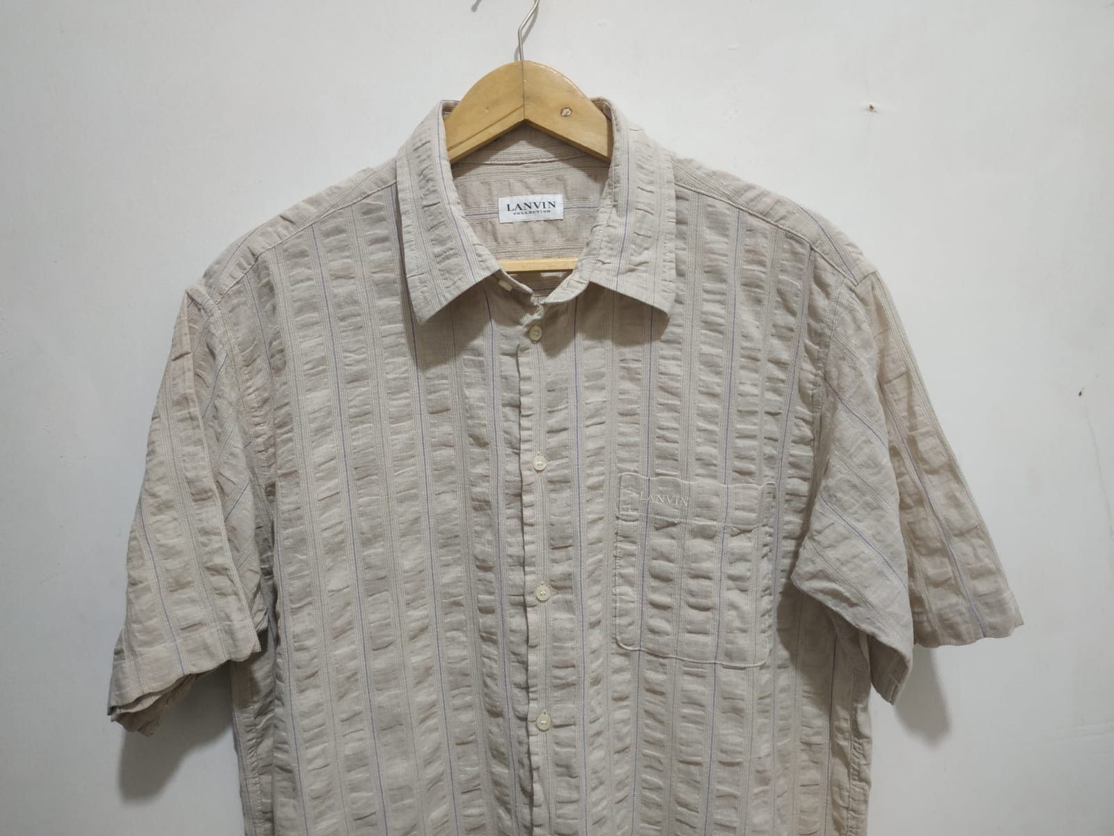 Lanvin Vintage Lanvin Wringkle Pleat Shirt Size US L / EU 52-54 / 3 - 13 Thumbnail