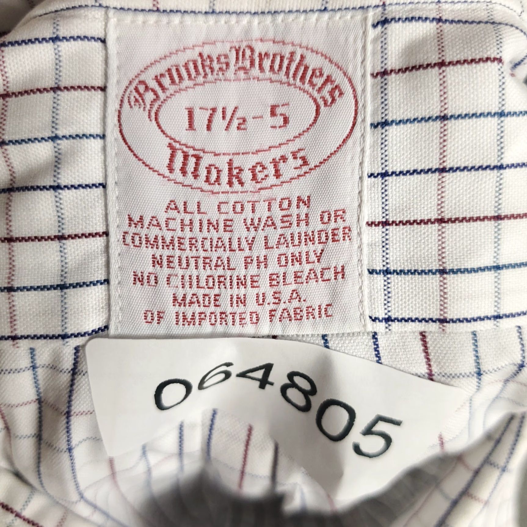 Brooks Brothers Brooks Brothers Shirt Mens 17.5 White Blue Check Dress Button Up Long Sleeve Size 46R - 8 Thumbnail