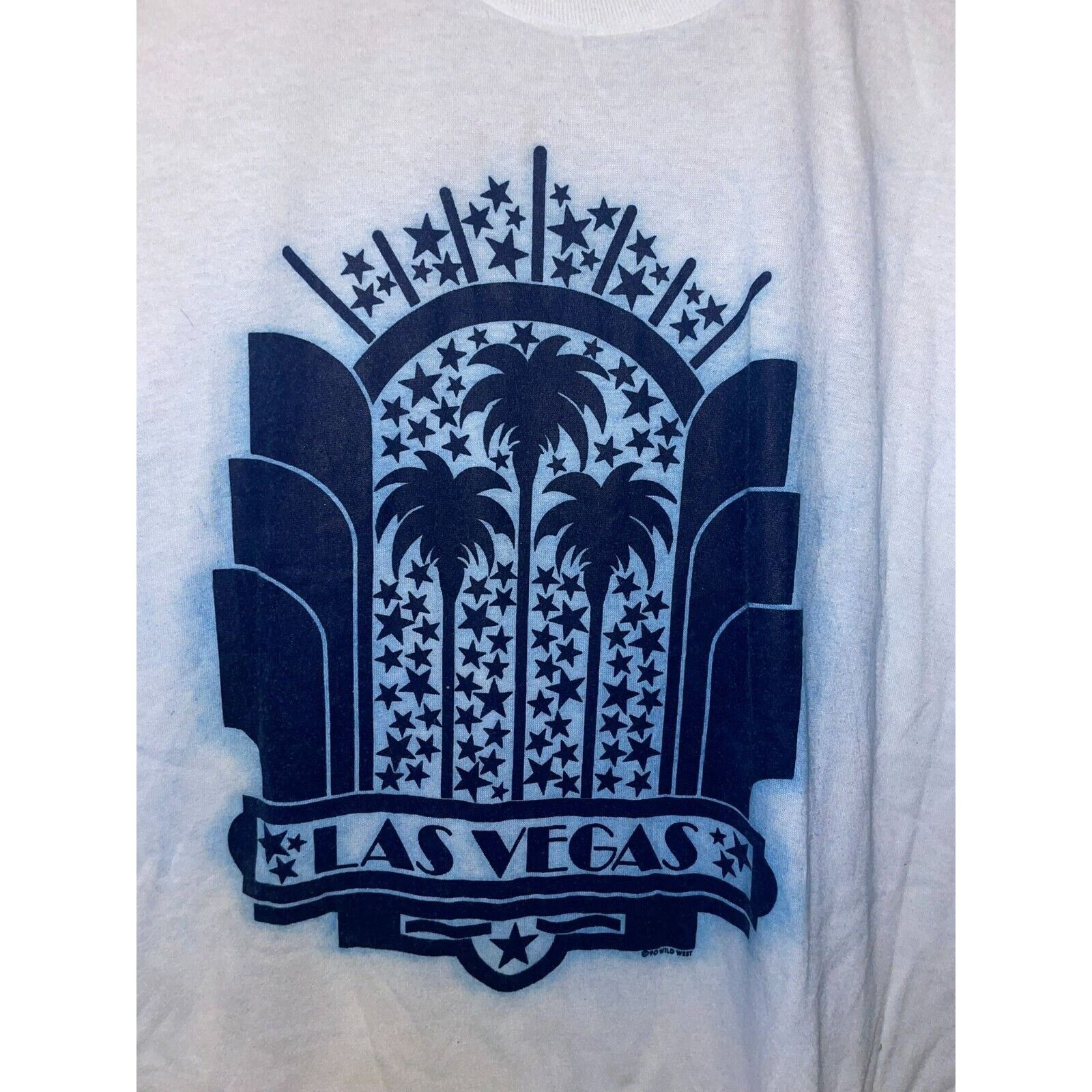 Jerzees 1990 Las Vegas NV Palm Tree Graphic Blue White Shirt VTG 90s Size US XL / EU 56 / 4 - 2 Thumbnail