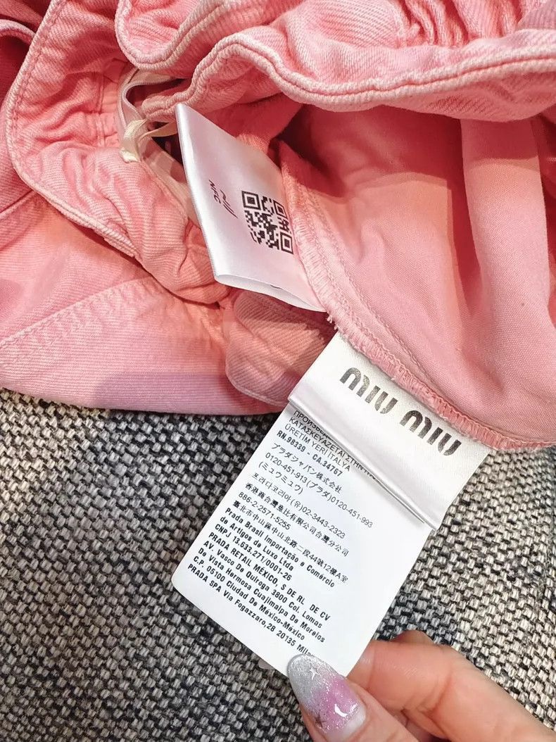 Miu Miu Pink Denim Shorts with Logo-2506