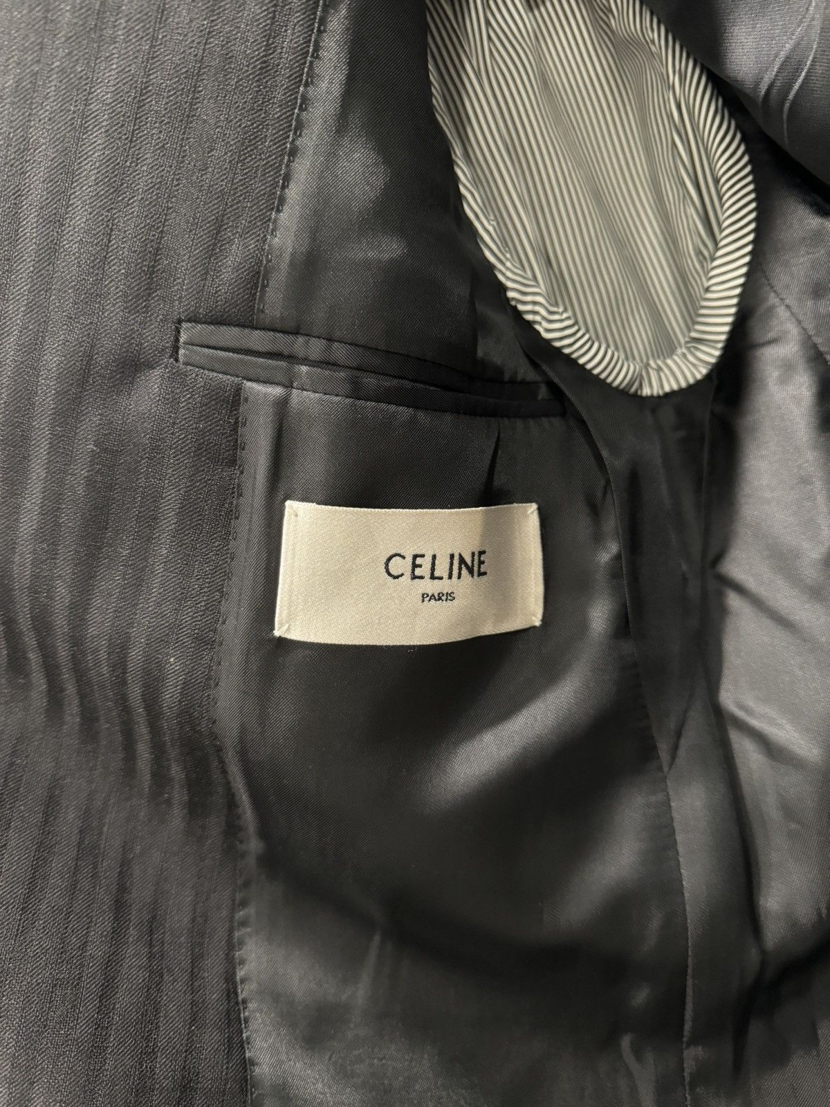 Celine × Hedi Slimane BOXY JACKET IN STRIPED WOOL AND MOHAIR Size 44L - 5 Thumbnail
