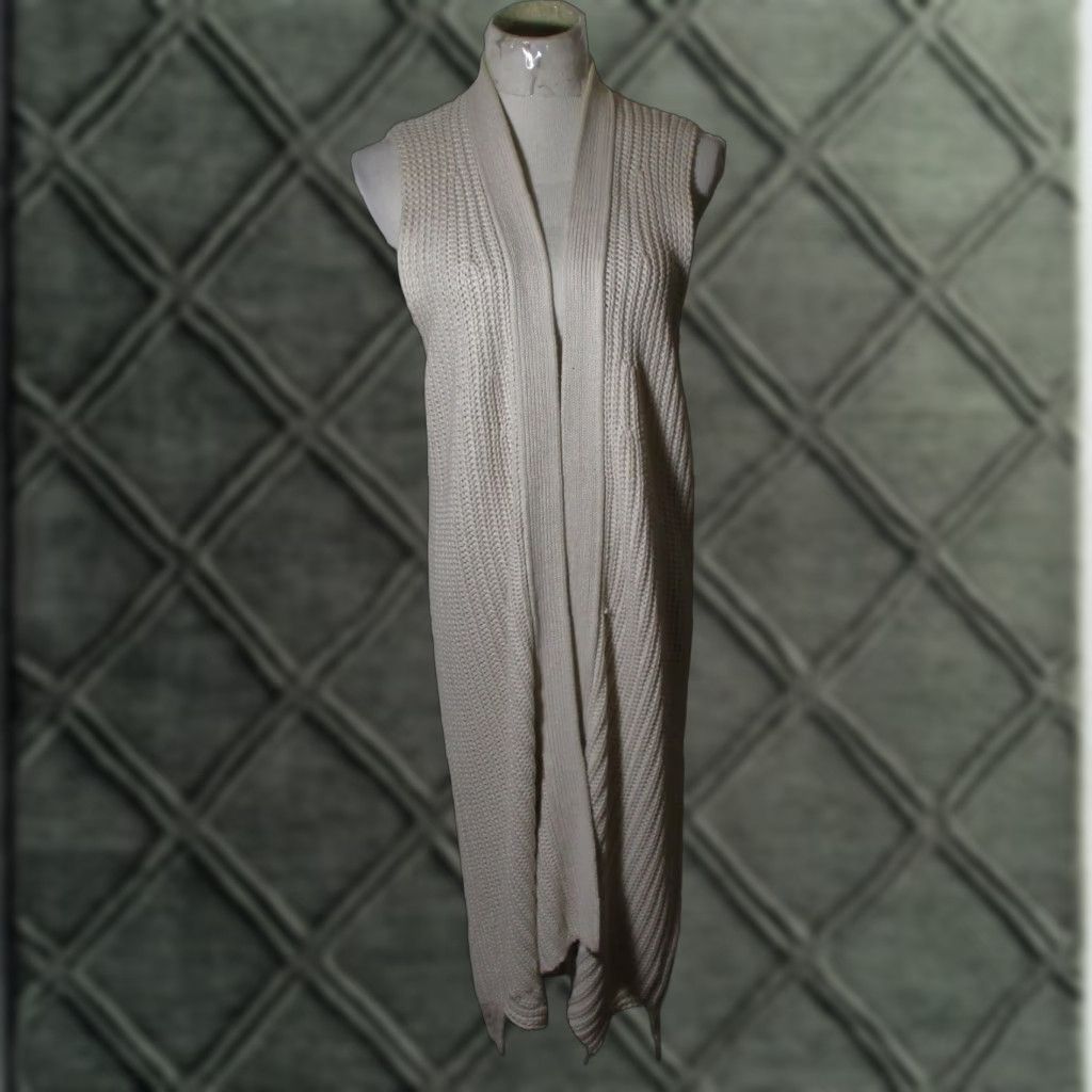 Vintage OAK & FORT Women's Beige Cotton Sleeveless Duster Vest Size XS Casual Classic Style Size XS / US 0-2 / IT 36-38 - 1 Thumbnail