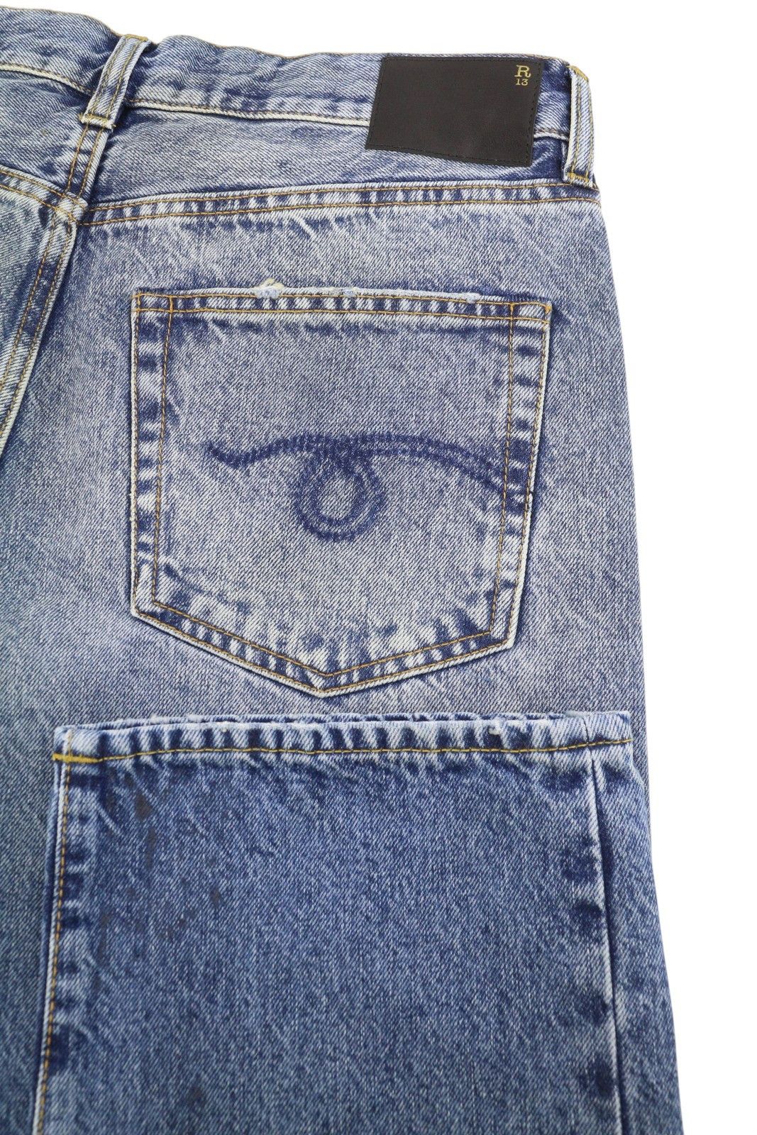 R13 BOYFRIEND 29 Jasper Cropped Blue PF25 Jeans 87191 Size 29" - 6 Thumbnail