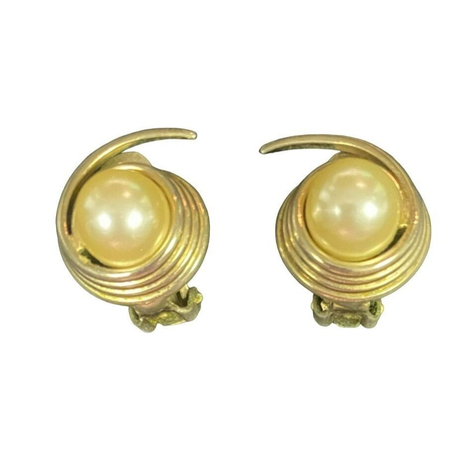 Other Rare Vintage signed Bergere Gold tone and Faux Pearl Brooch Size ONE SIZE - 5 Thumbnail
