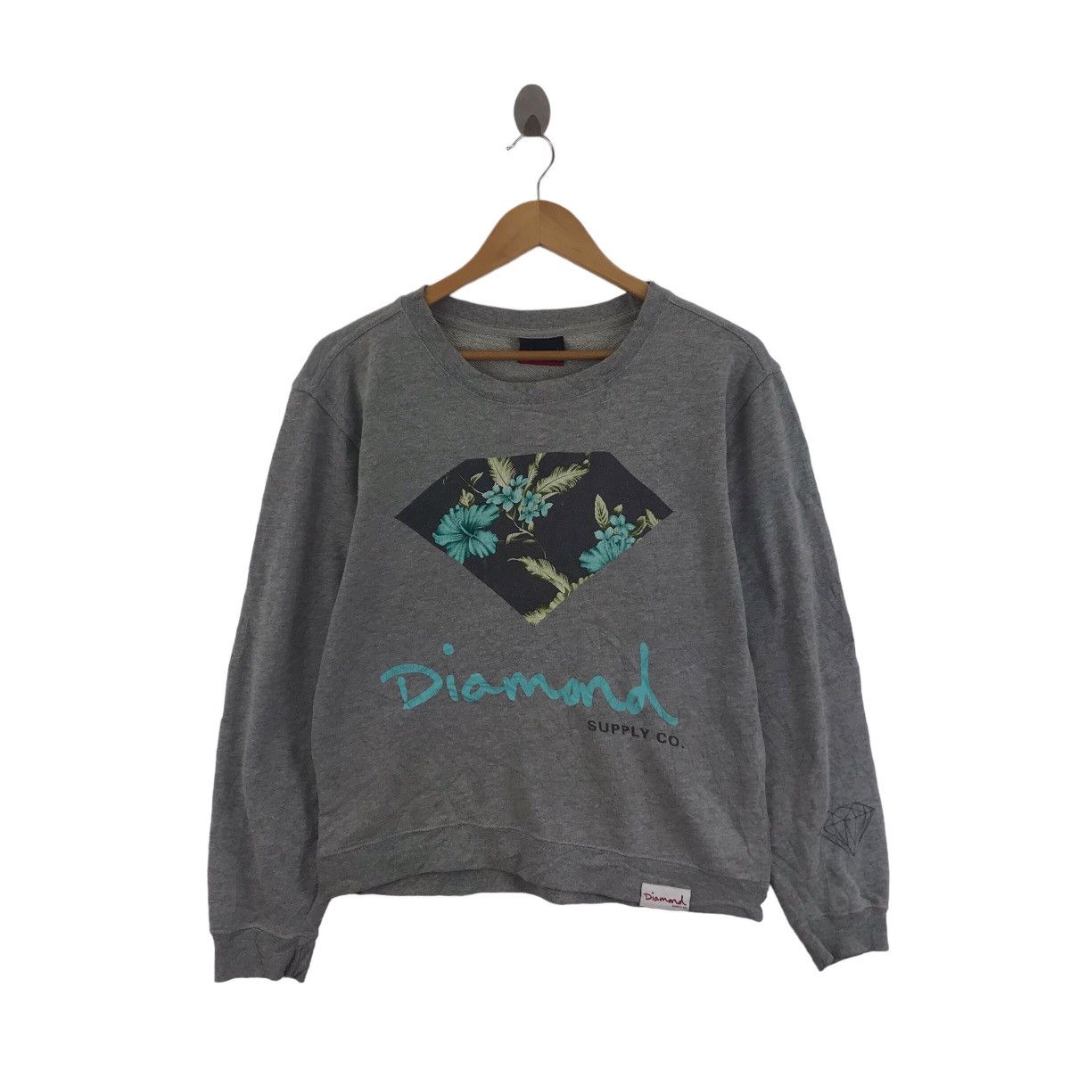 DIAMOND SUPPLY CO. Big Brand Logo Print Grey Sweatshirt