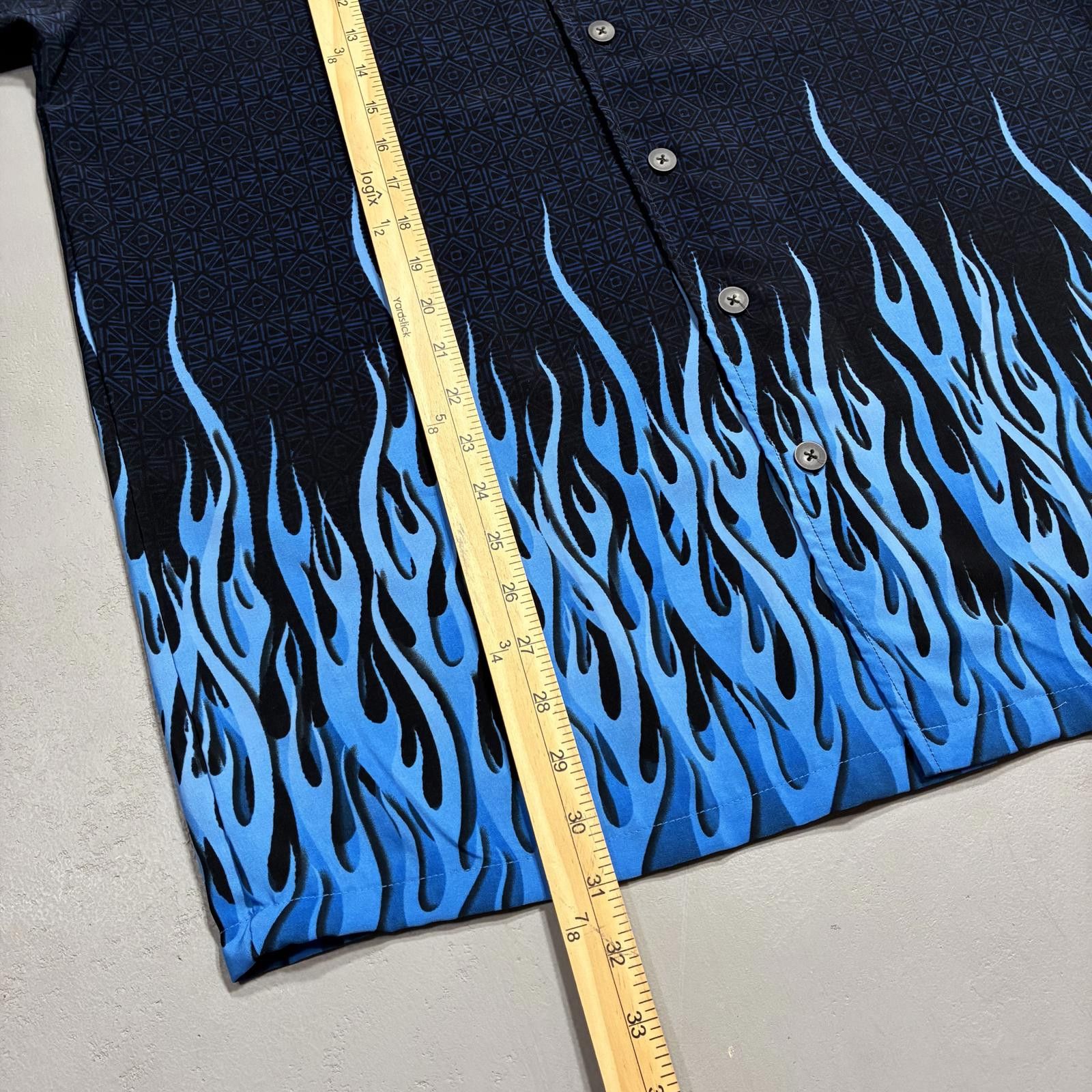 Other Vintage Y2K Tribal Flames Shirt Blue Men's Medium Button Up Size US M / EU 48-50 / 2 - 7 Thumbnail